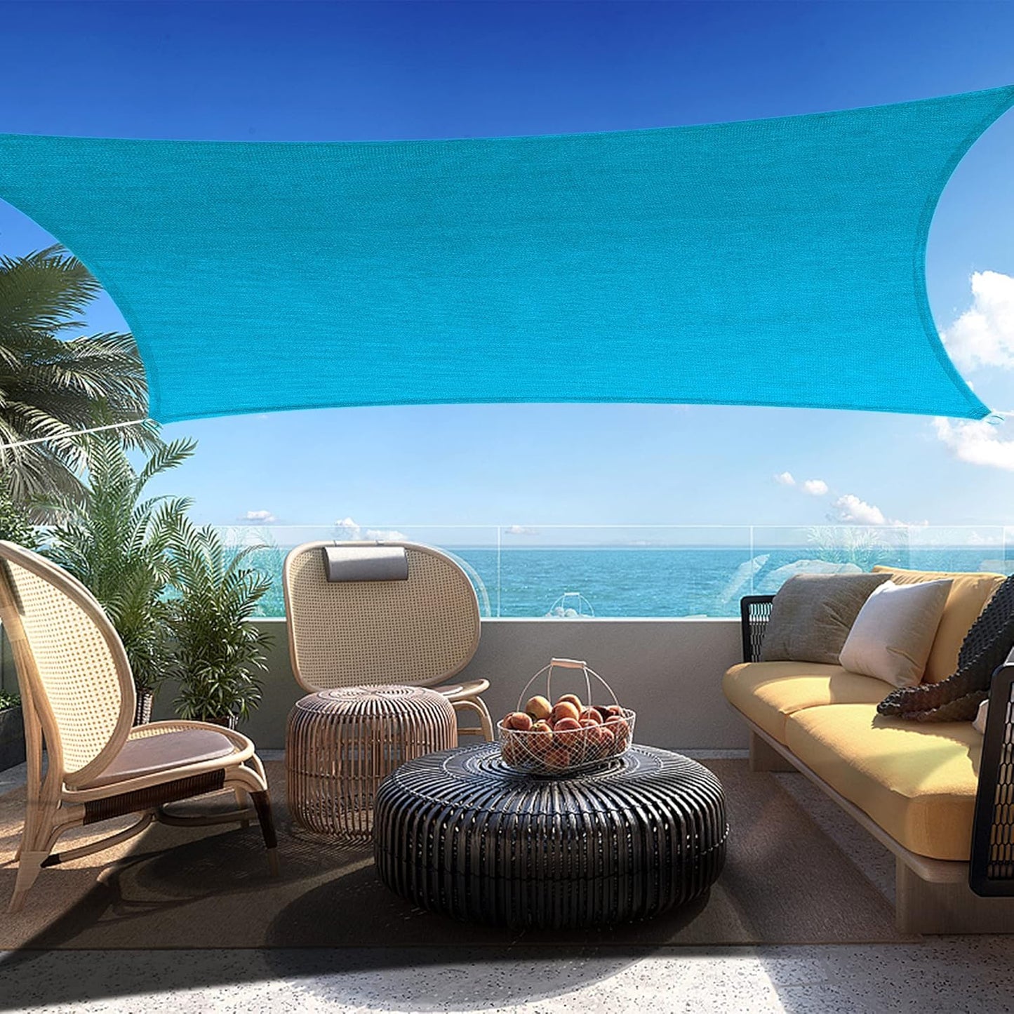 6' x 7' Turquoise Rectangle Sun Shade Sail SSP1212 Canopy Durable Fabric UV Block Awning,We Make Custom Orders