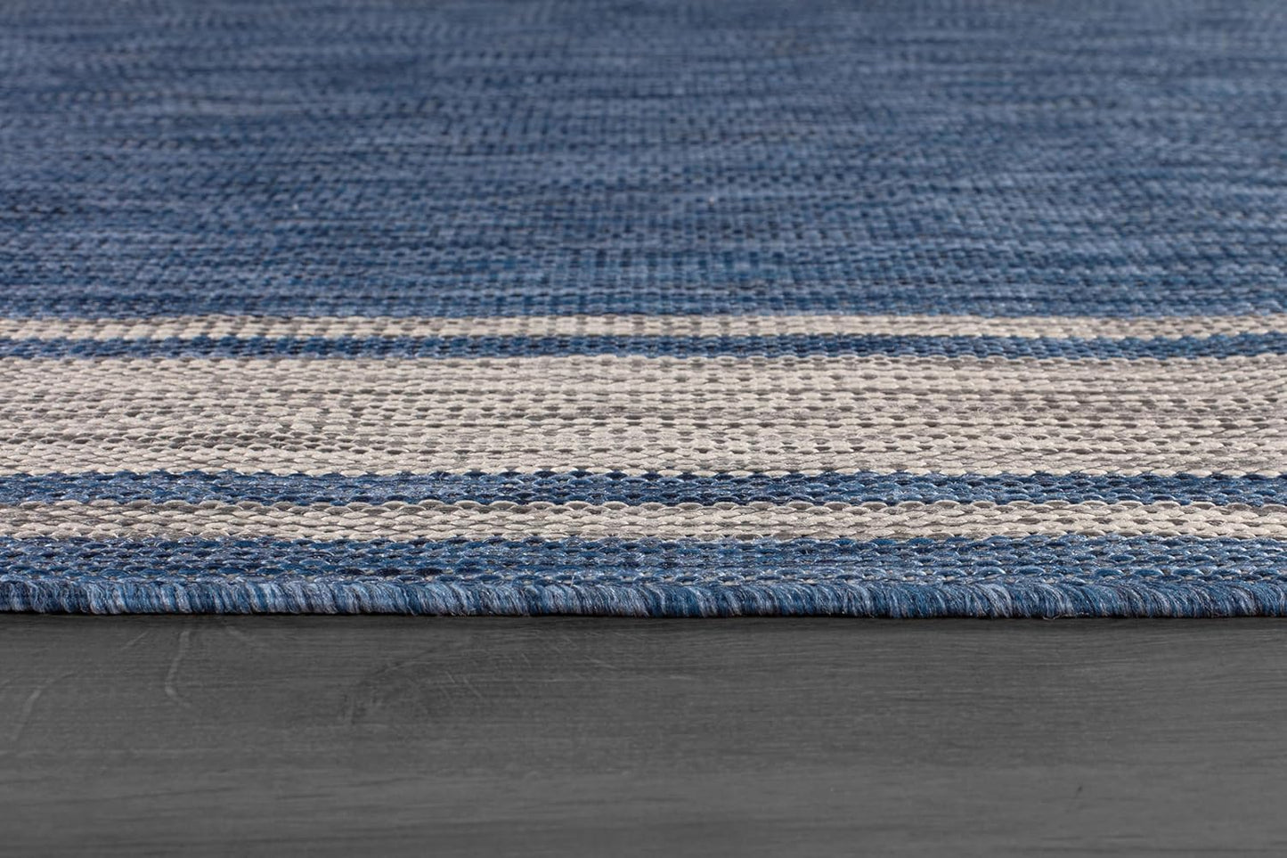 Beverly Rug Outdoor Rug 8x10 Modern Bordered Area Rugs for Indoor and Outdoor Patio Deck Porch Garden Waterproof Weather Sun Resistant Washable Outside Carpet (8 x 10 Navy)