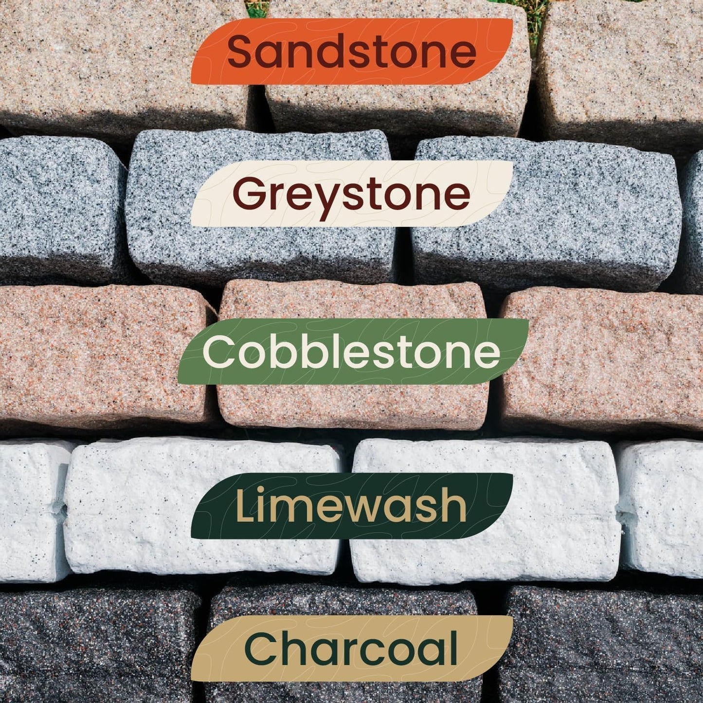 Beuta Landscape Edging | Garden Edging Border | Faux Stone Blocks for Lawn Edging, Flower Beds & Yard Edging – 10 Pack | Each Section Has 6 Blocks 48" L x 4" W x 6.5" H | 20 Spikes | Limewash