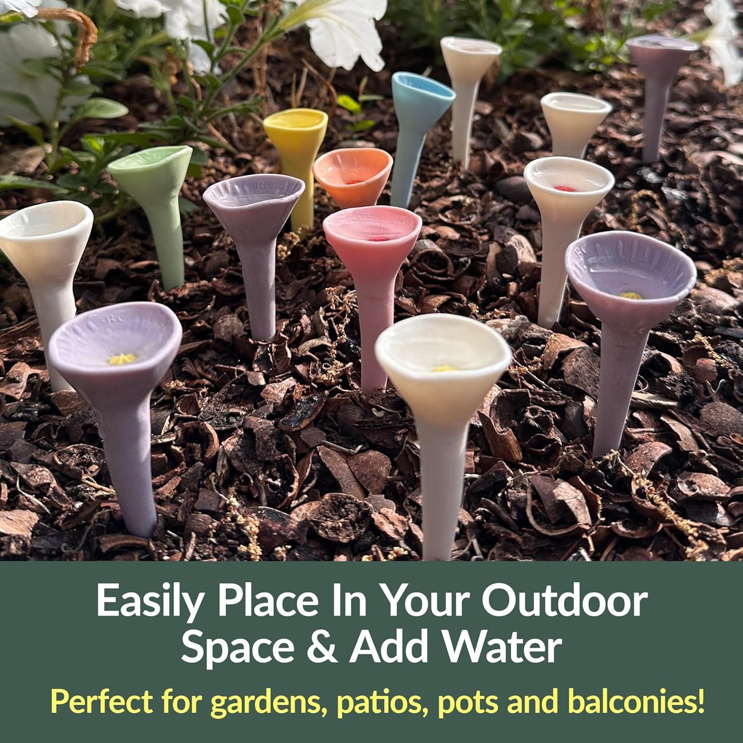 5 Pack, Bee Watering Station, 100% Handmade Porcelain, Bee and Butterfly Feeder for Garden, Outdoor Feeders for Thirsty Pollinators, Plastic Free, Pollinator Attracting Glaze (5, White)