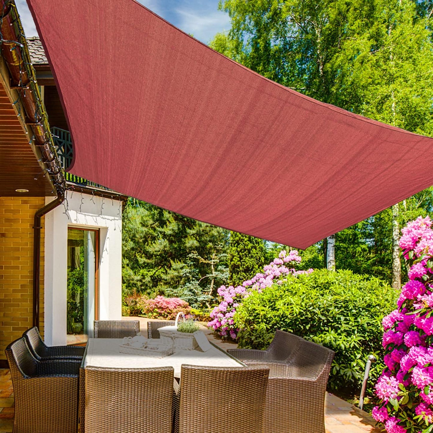 KANAGAWA 8'X10' Rust Red Custom Size Sun Shade Sail Rectangle UV Block Canopy Cover for Patio Backyard Lawn Garden Outdoor (Customized Available)