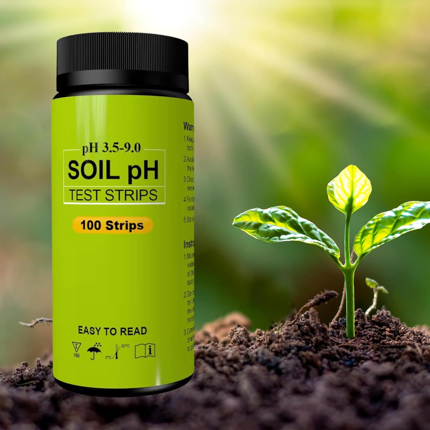 Sper Scientific 310007 Soil pH Test Strips - Quick and Accurate Testing for Home Gardening, Farming & Landscaping - Measures pH 3.5 to 9.0-100 Easy-to-Use Strips for Optimal Plant Growth - 4 pc