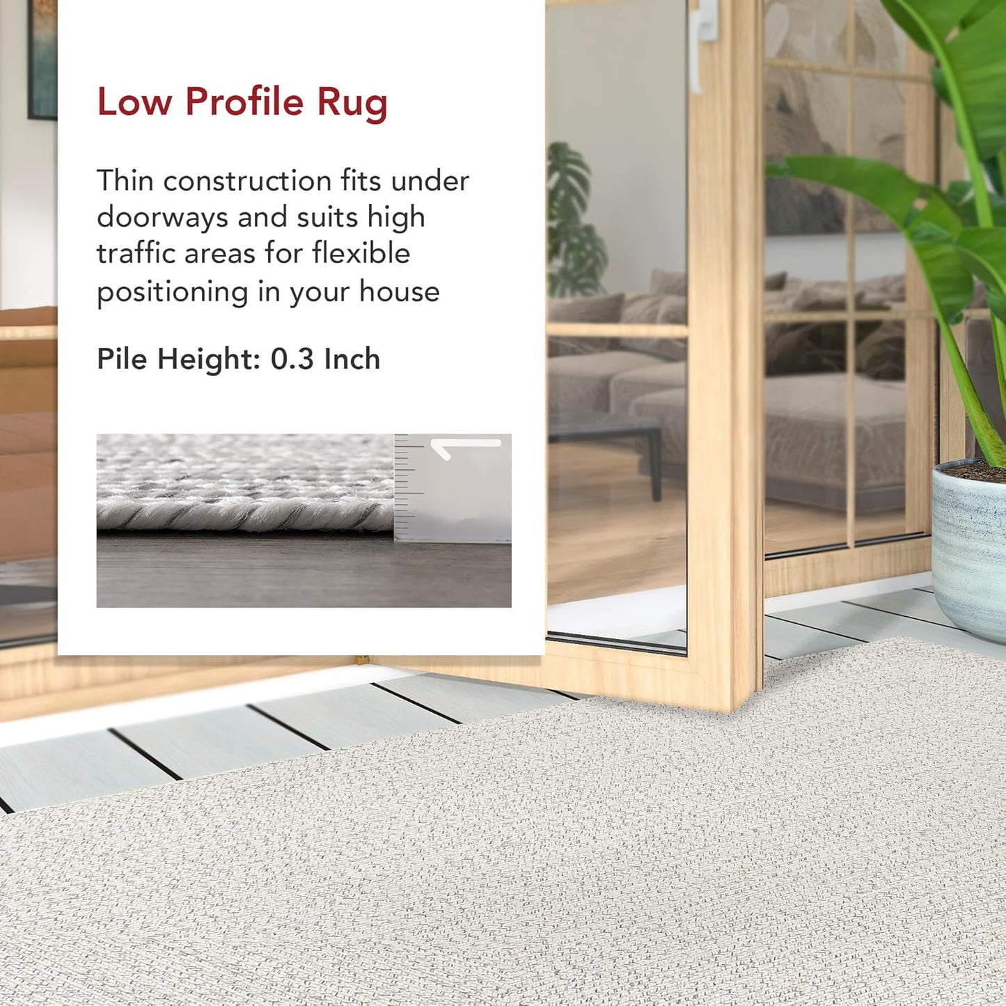 nuLOOM 2' x 8' Solid Hand Braided Indoor/Outdoor Area Rug, Pet-Friendly, High Traffic, Weather Resistant, for Patio, Balcony, Bedroom, Living, Dining Room, Wynn Ivory
