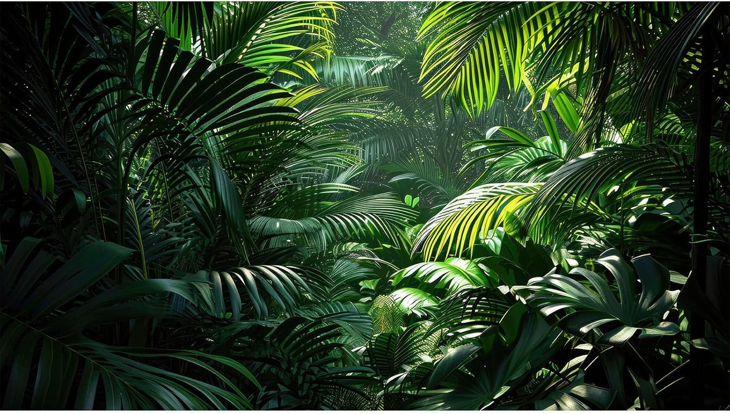Aquarium Background Enchanting Beauty of Jungle Terrarium Backdrop Nature Jungle Green Leaf Palms Fish Tank Background Reptile Habitat Backdrop Wallpaper Poster Decor Vinyl 48x24in