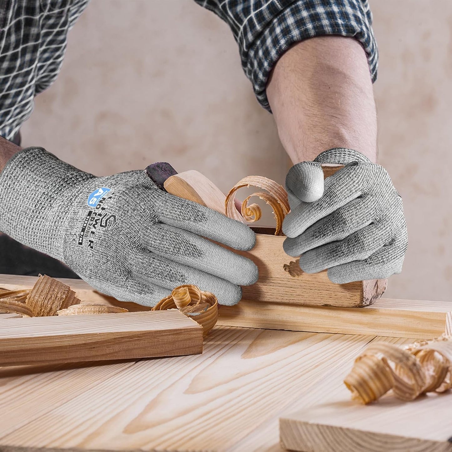 Schwer 240 Pairs ANSI A5 Cut Resistant Work Gloves, Cut Proof Gloves with PU Coating, Used for Metal Fabrication, WoodWorking, Construction, Non Slip, Durable, M, CR3088
