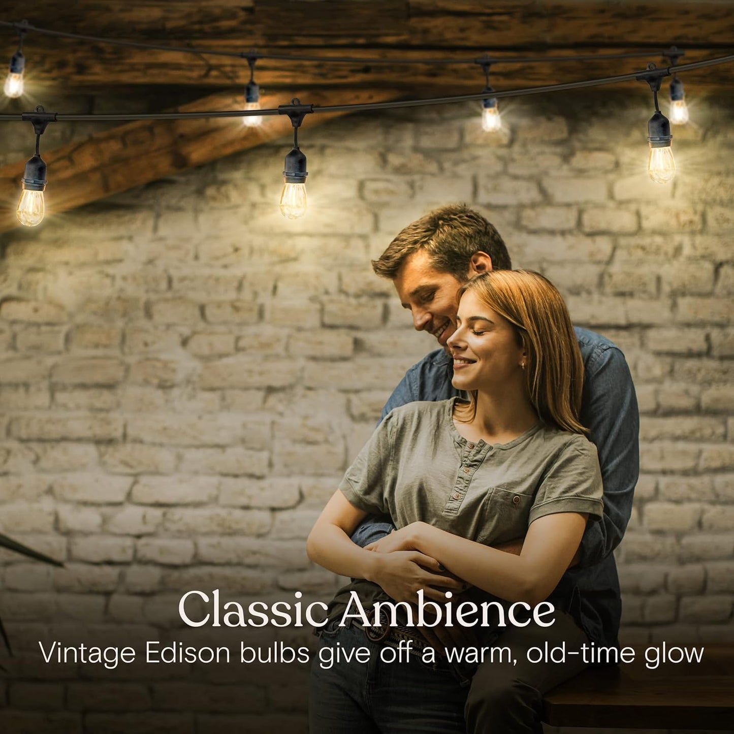 Brightech Ambience Pro LED String Lights - 24 Ft Commercial Grade Patio Lighting Outdoor Waterproof - 7 Heavy Duty Porch Lights for Outside, Christmas, Backyard - 1W Vintage Edison Bulbs, Dimmable