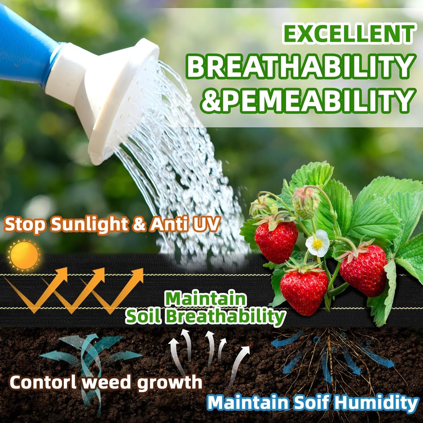 Shade&Beyond 8ftx100ft Weed Barrier Fabric 3.5oz Heavy Duty Landscape Fabric with Superior Permeability Weed Control, Garden Woven Ground Cloth with Staples
