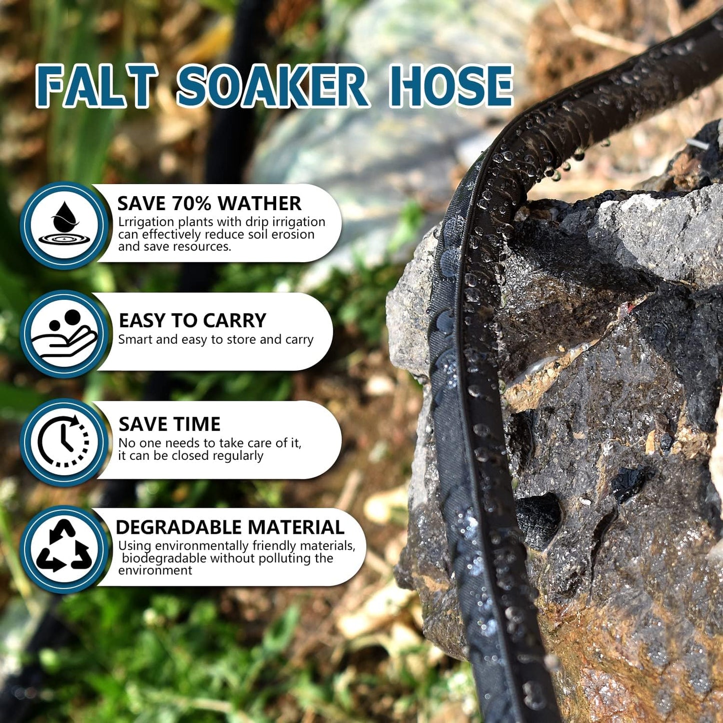 4 Pack Flat Soaker Hose 10FT for Garden Beds,Short Soaker Hose for Efficient & Effective Watering of Plants – Short Irrigation Drip Hose Easy to Install (10FT 4Pack)