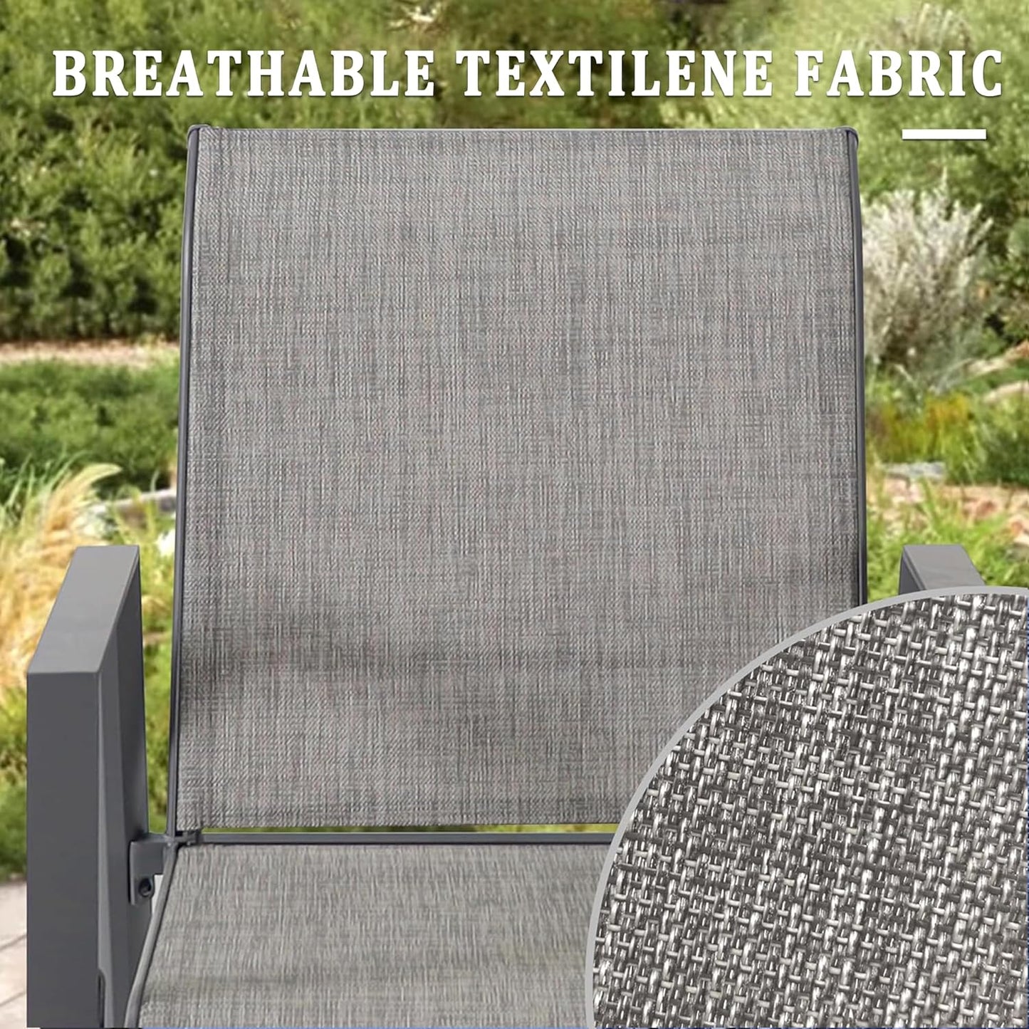 Outdoor Patio Chairs Set of 8, Grey Stackable Outdoor Chairs, Lightweight Patio Set with High Back, Metal Dining Chair for Lawn, Garden, Yard and Deck