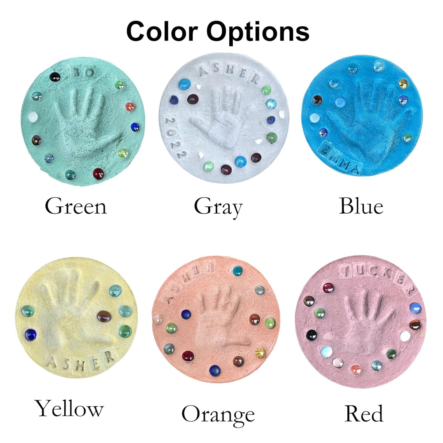 DIY Stepping Stone Kit with Color Pigment, Handprint Stepping Stone, Mother's Day Gift, Footprint Stepping Stone (10 Inch, Orange)