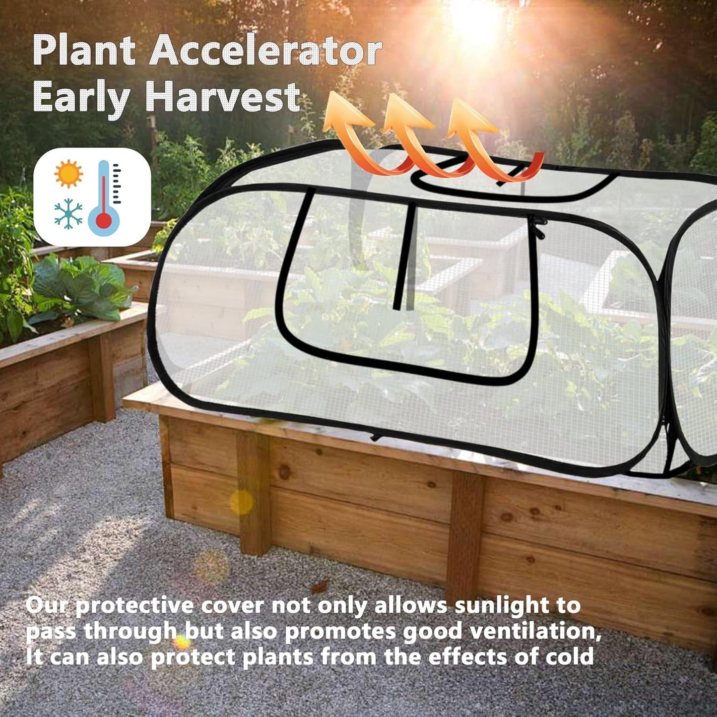 45"*22"*16"Garden Plant Covers with Two Air Hole and Breathable Mesh for Raised Beds, Accelerator Plants Cover, Mini Greenhouse Cover, Frost Cover for Plant Vegetable Seedling Protector 1PCS