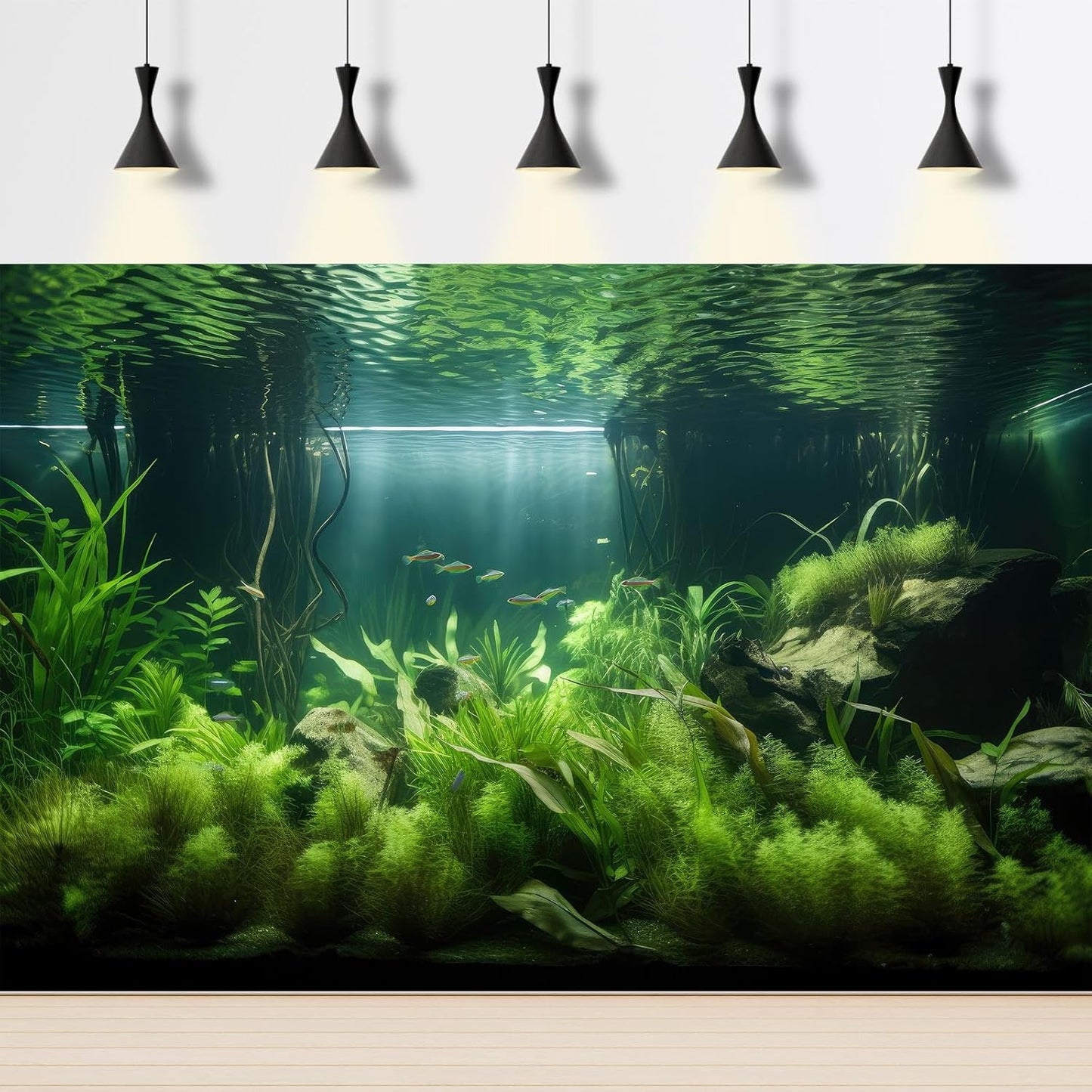 Aquarium Background Lush Green Aquatic Plants and Seagrasses Terrarium Background Under The Sea View With Rock Sands Fish Tank Background Amazing Aquarium Backdrop Background Poster Vinyl 30x18in