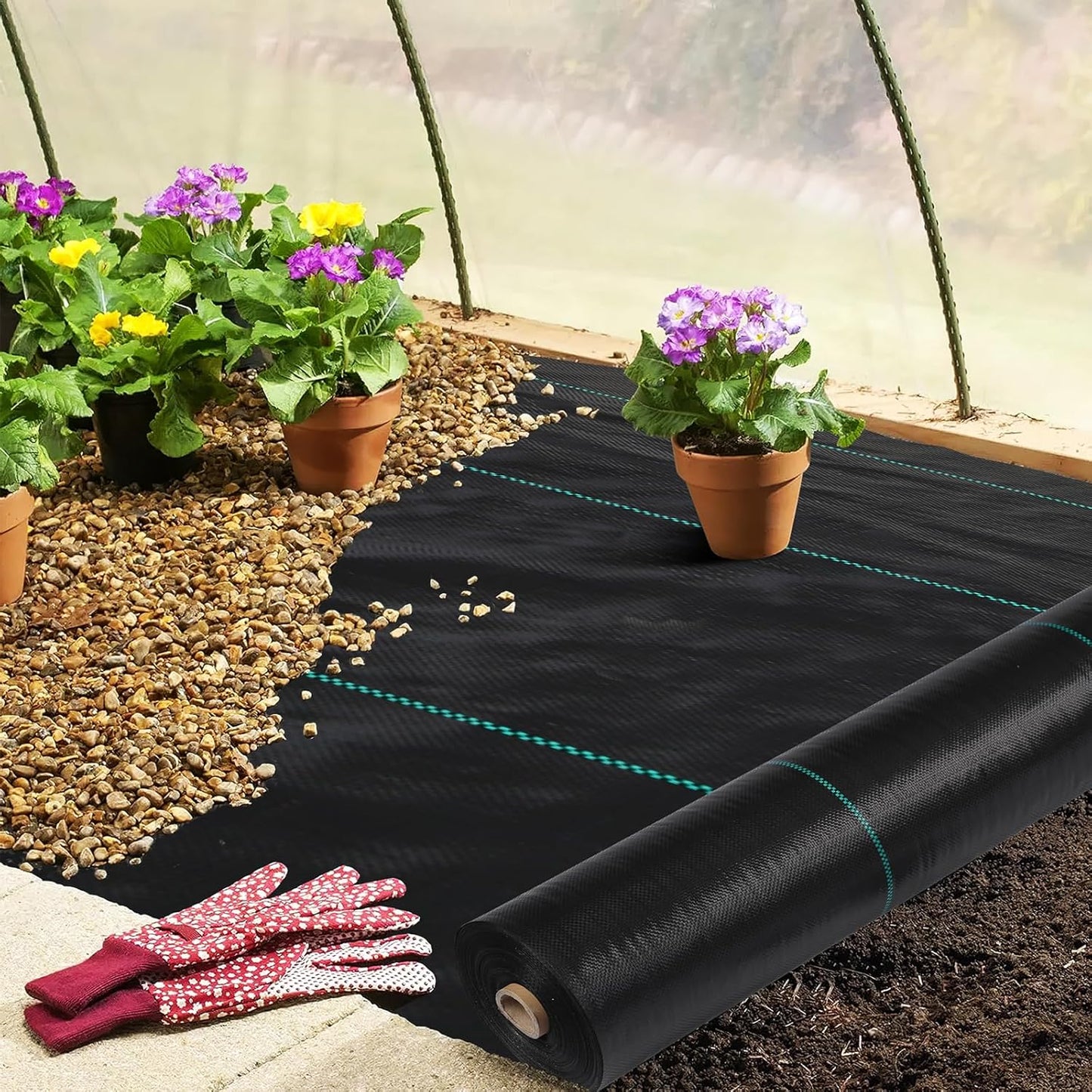 6 x 100 FT Weed Barrier Fabric,3.2 OZ Landscape Fabric,Heavy Duty PP Ground Cover for Gardening,Farming