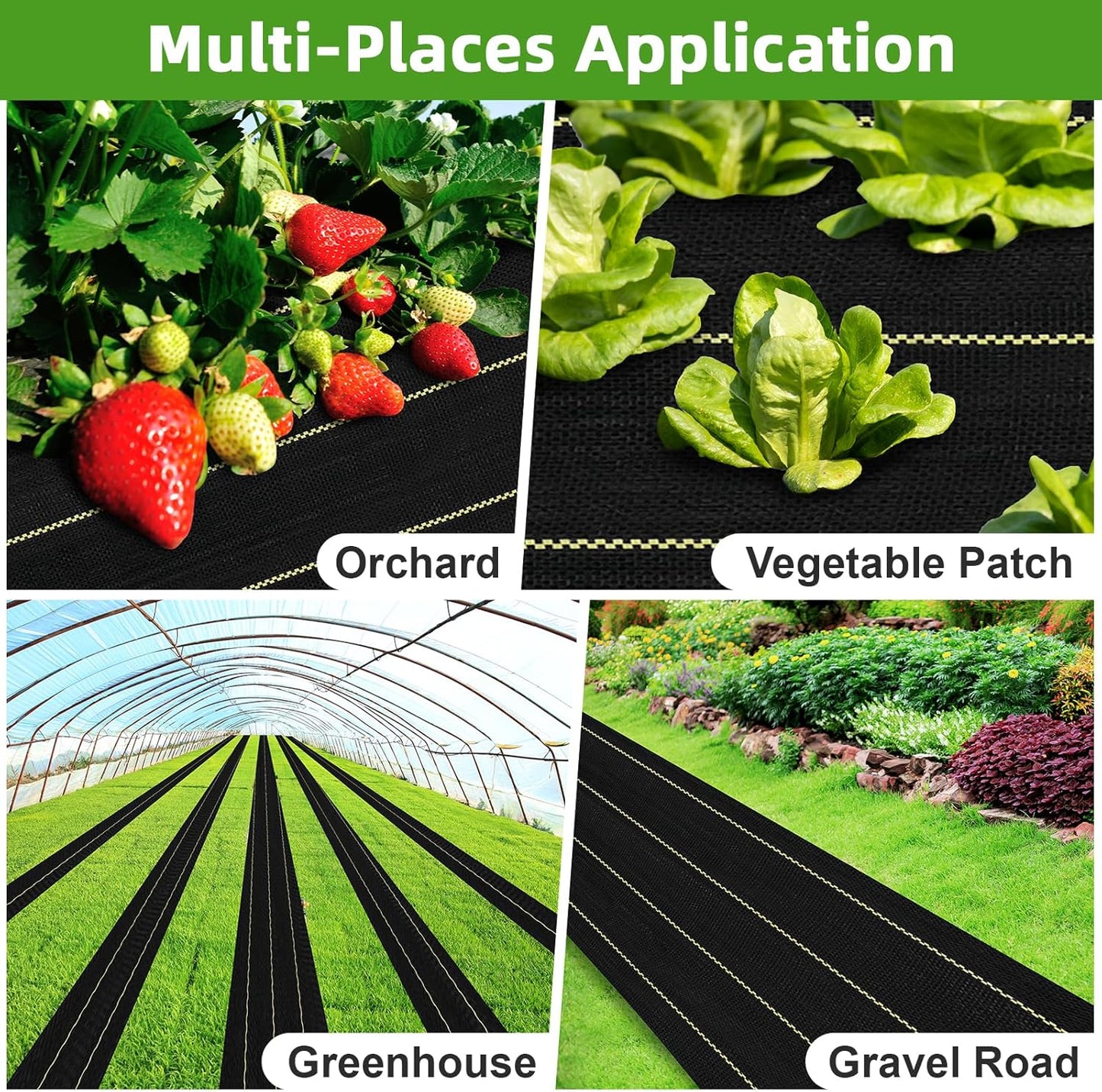 Shade&Beyond 5ftx100ft Weed Barrier Fabric 3.5oz Heavy Duty Landscape Fabric with Superior Permeability Weed Control, Garden Woven Ground Cloth with Staples
