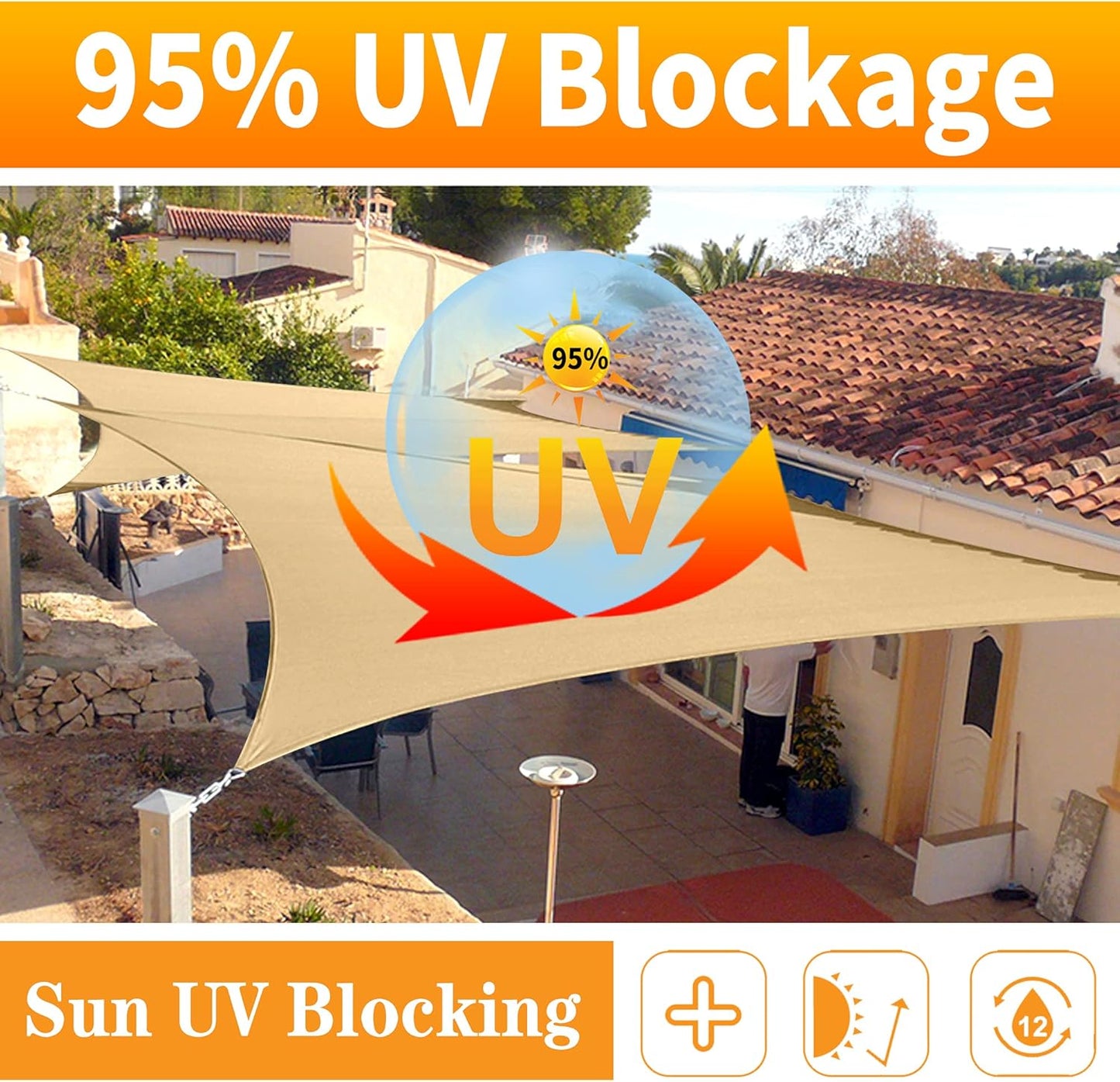 4' x 4' Gray Square Sun Shade Sail SSP1212 Canopy Durable Fabric UV Block Awning,We Make Custom Orders