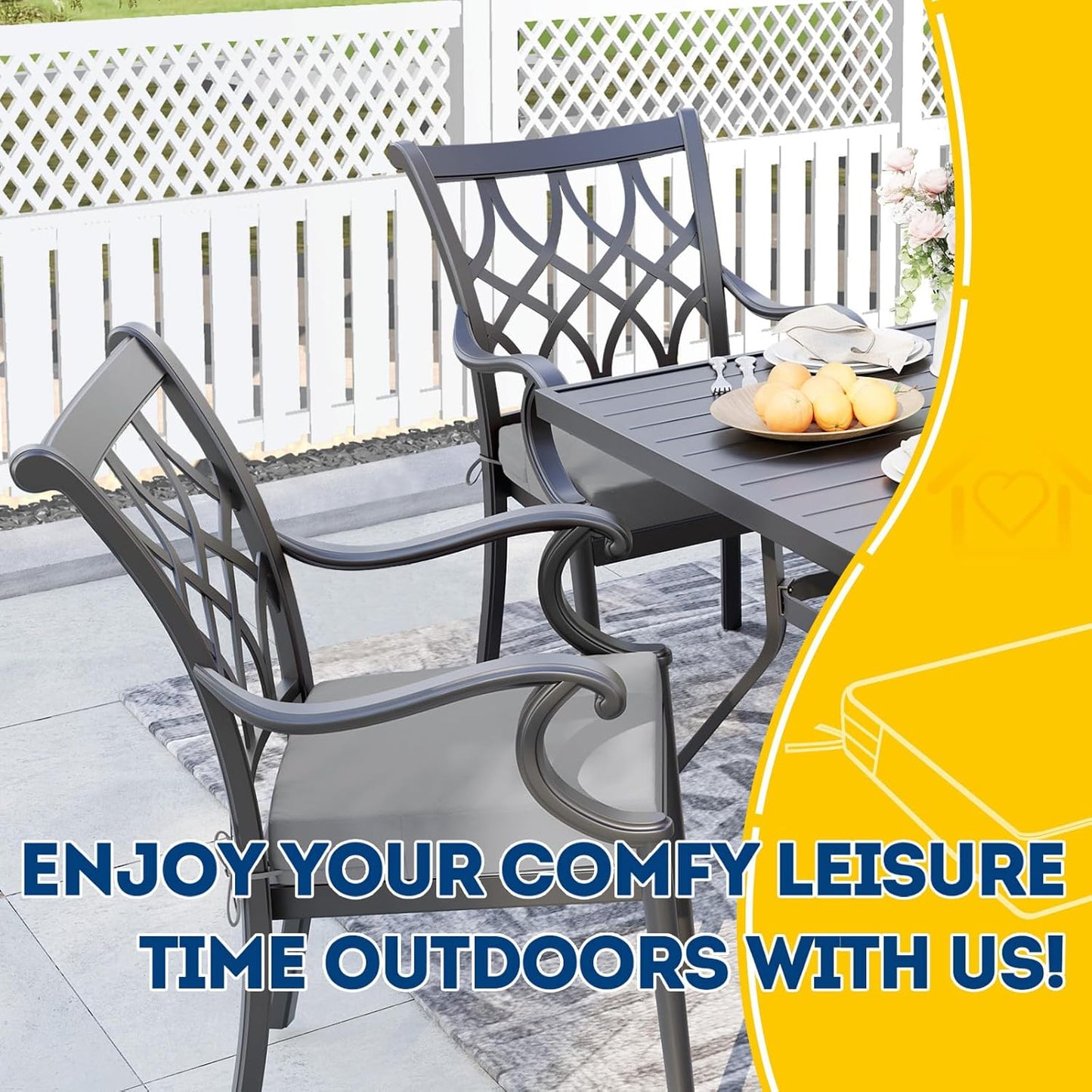 AAAAAcessories Outdoor Seat Cushions for Chairs, Waterproof, Fade-Resistant Patio Furniture Replacement Cushions, 21" x 21" x 4", Set of 2, Gray