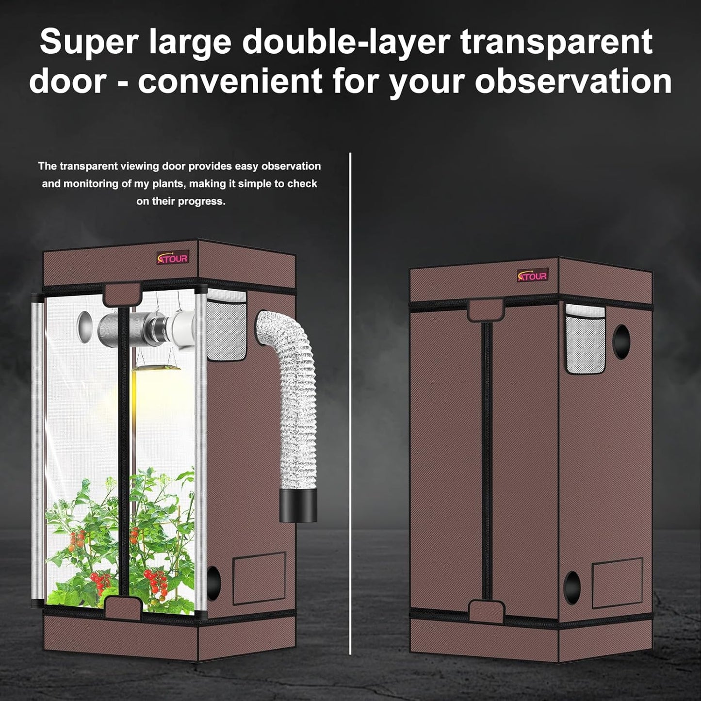 ATOUR Small Grow Tent, 32"x18"x28'' High Reflective Mylar 1680D Hydroponic Grow Tents, Waterproof Grow Tent with Double Cleart Observation Door and Floor Tray, for Indoor Plant Growing