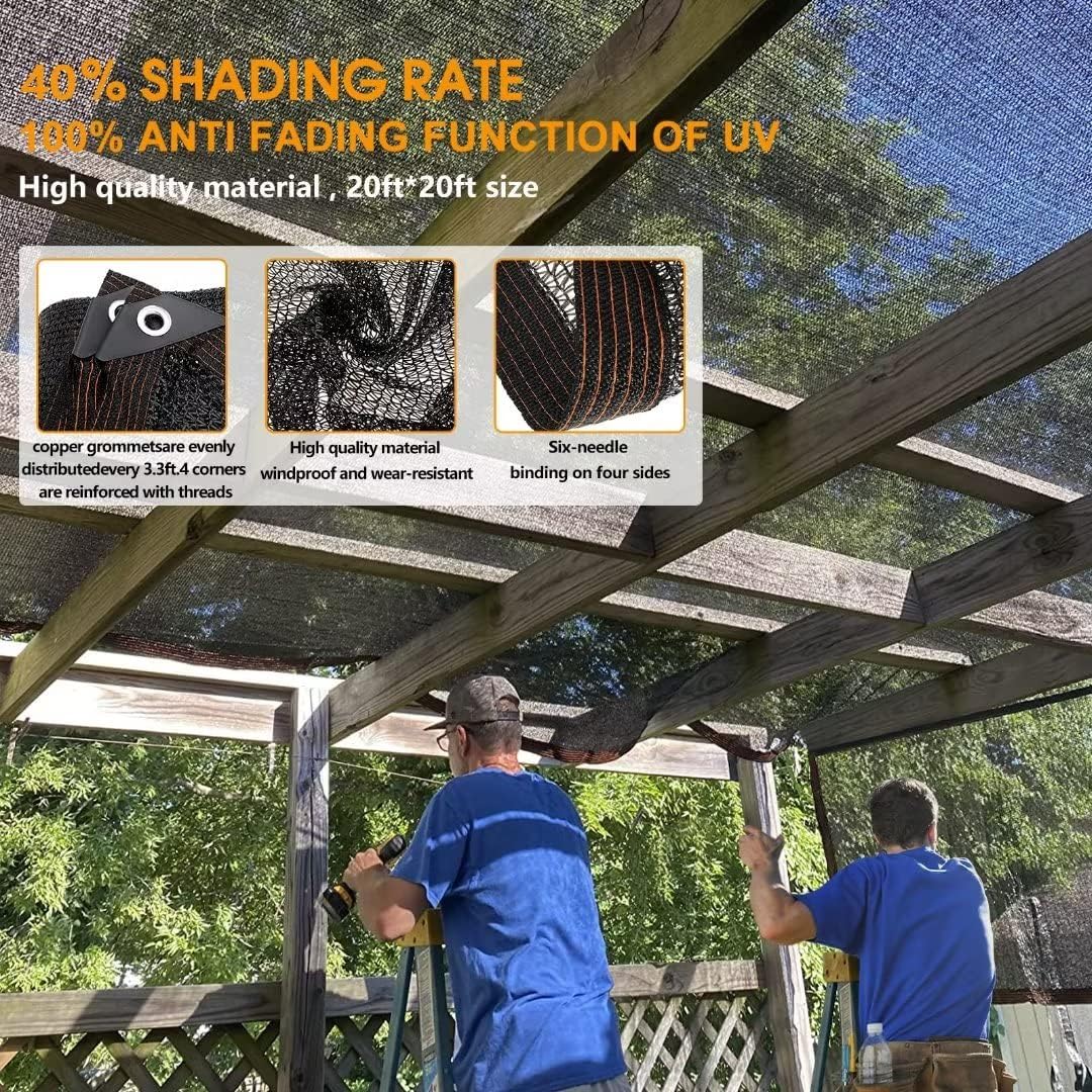 QLOFEI 40-50% Shade Cloth with Grommets, Sunblock Mesh Tarp Shade Neting Cover for Plant Greenhouse, Easier to Hang Shade Cloth for Patio Kennel Chicken Coop Lawn Pool Garden Shade Sail, 10x15 FT