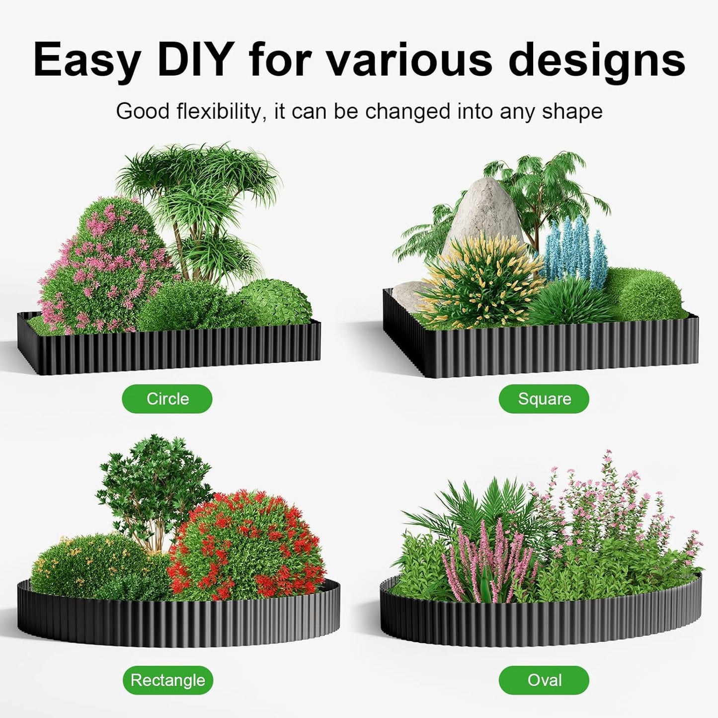 Land Guard Corrugated Garden Edging Border, 6" x 50' Landscape Paver Edging, Tall Landscape Edging, Fence for Garden, Flower Bed, Lawn and Landscape Edging (Glossy Black)