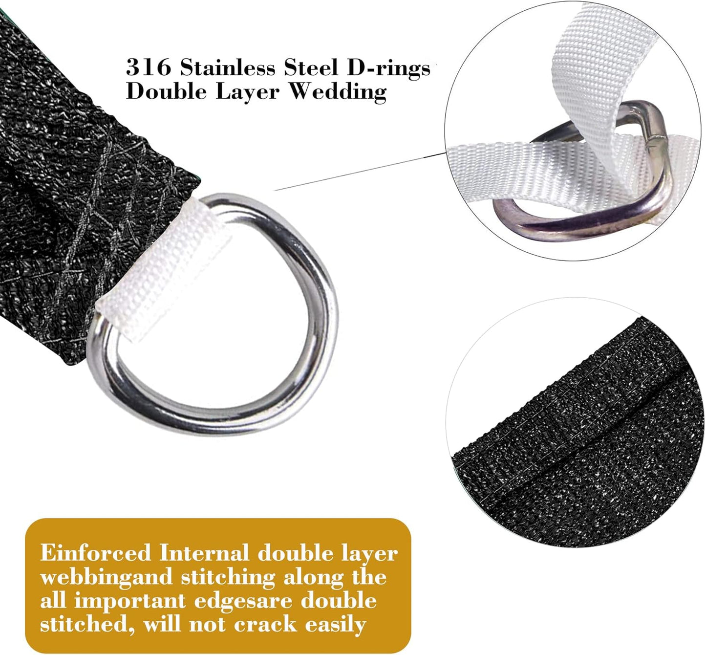 10' x 16' Black Rectangle Sun Shade Sail SSP1212 Canopy Durable Fabric UV Block Awning We Make Custom Orders