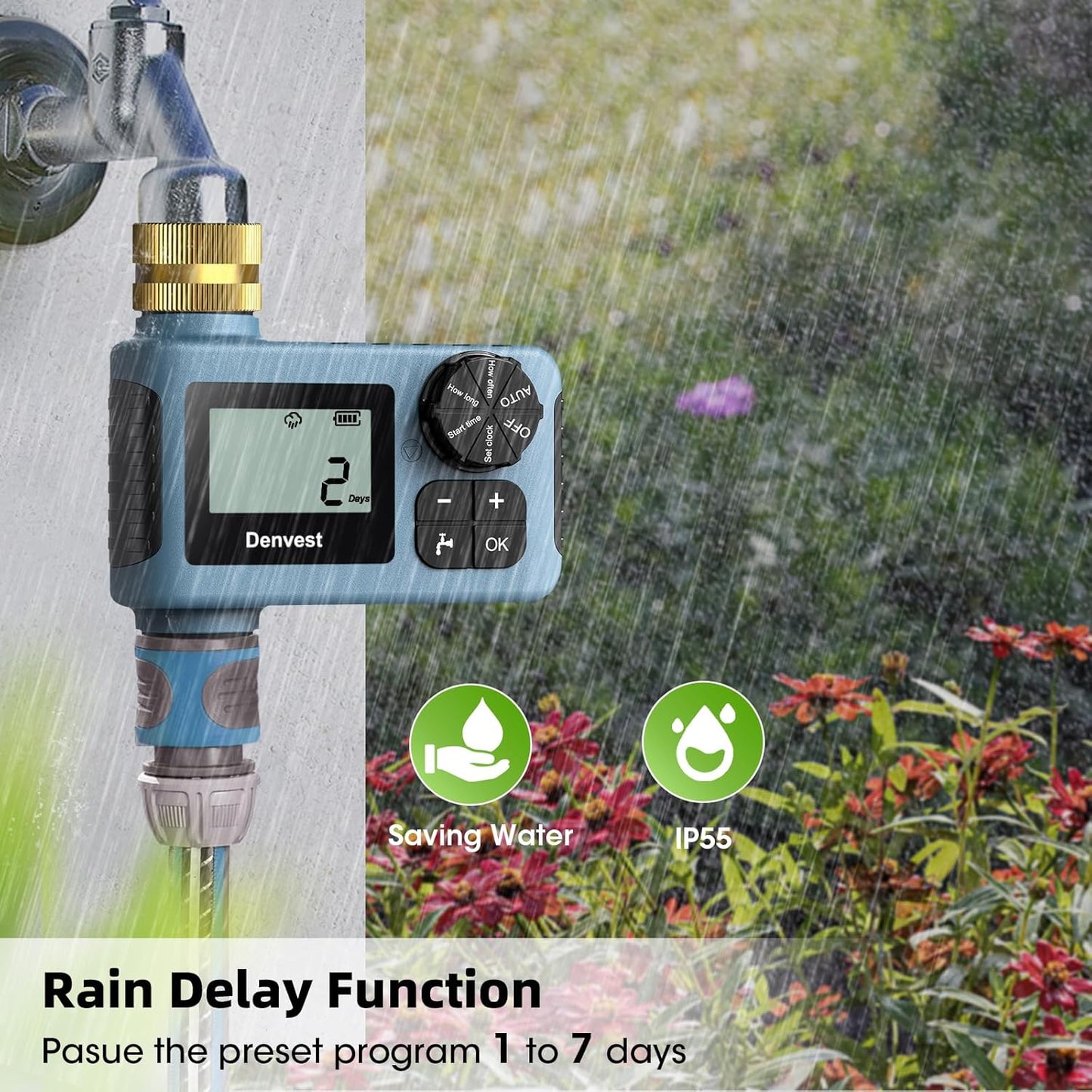 2 Packs Hose Timer with Brass Inlet, Water Timer for Garden Hose Faucet, Sprinkler Timer Outdoor