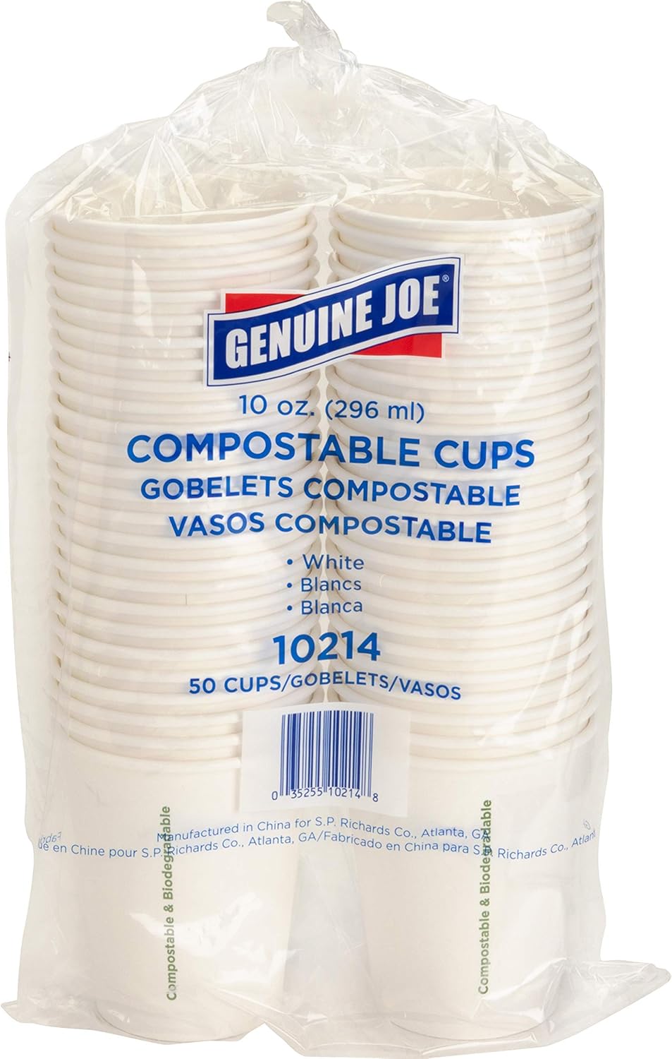 Genuine Joe Eco-friendly Paper Cups, 10oz (Pack of 50)