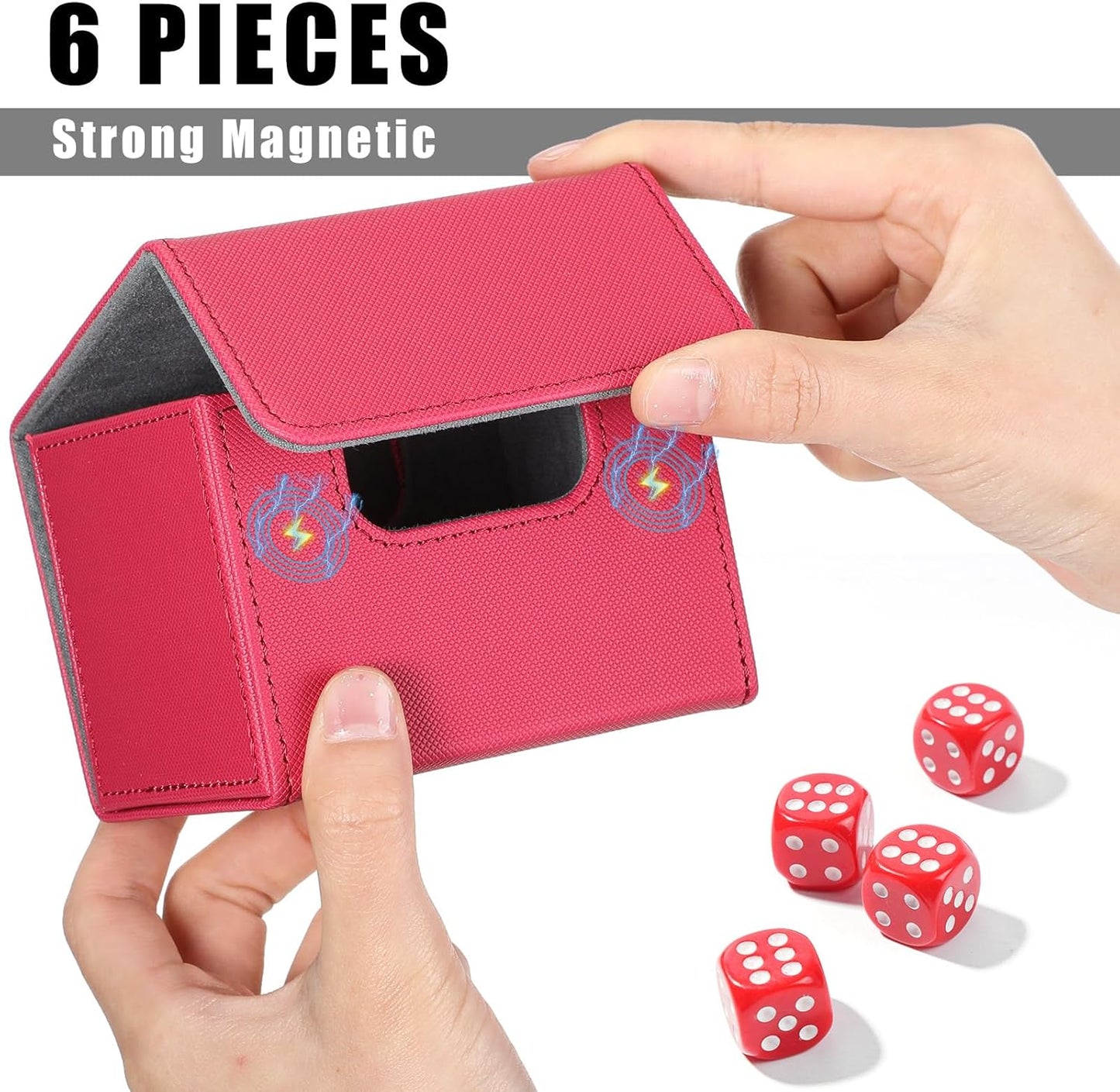 Yookeer 6 Pack Leather Deck Cases 100+ Card Deck Game Box Magnetic Playing Card Storage Box for 100 Plus Cards Compatible with Tcg(Pink,Orange,Blue,Yellow,Green,Purple,Horizontal)