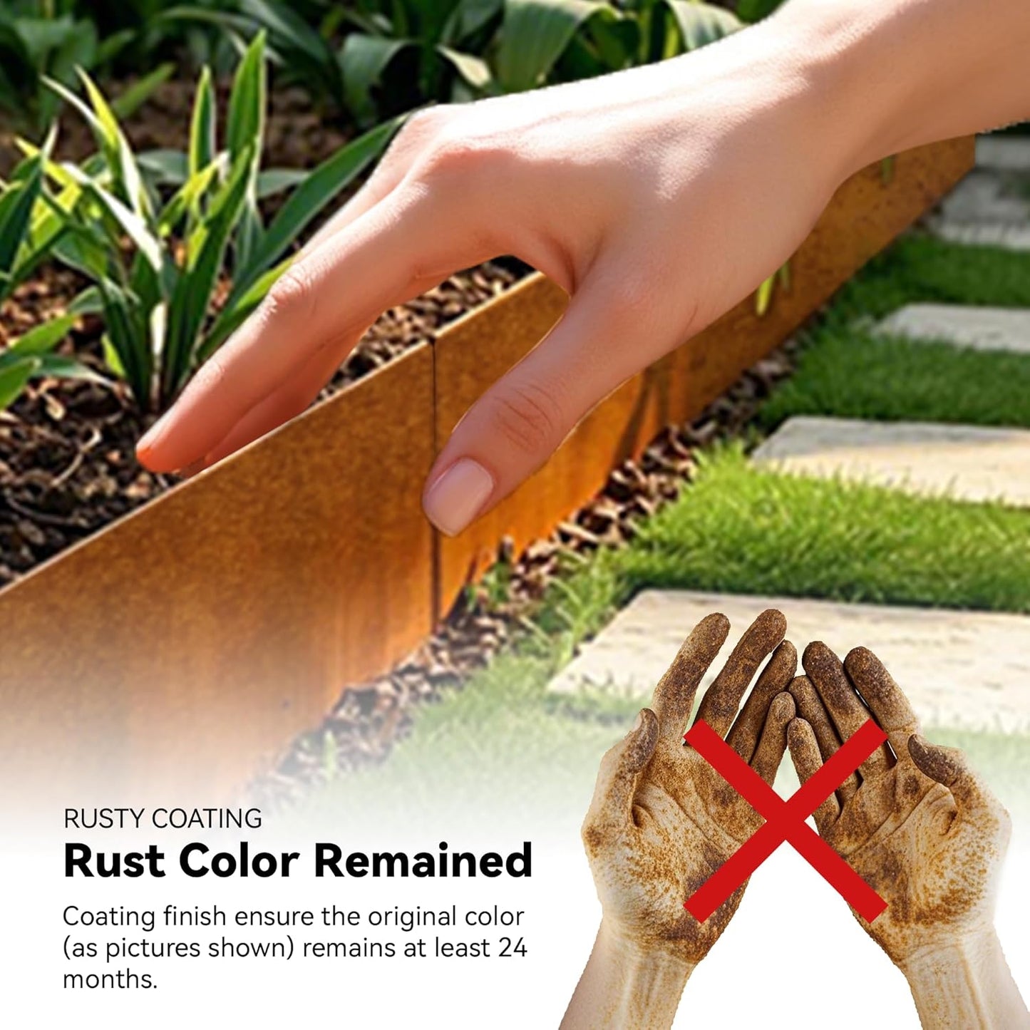 Worth Galvanized Steel Landscape Edging 6" x50' Metal Garden Edging Roll Flexible Bender Border with 16Pcs Stakes for Lawn, Flower Bed Edges, Rust-Like Color