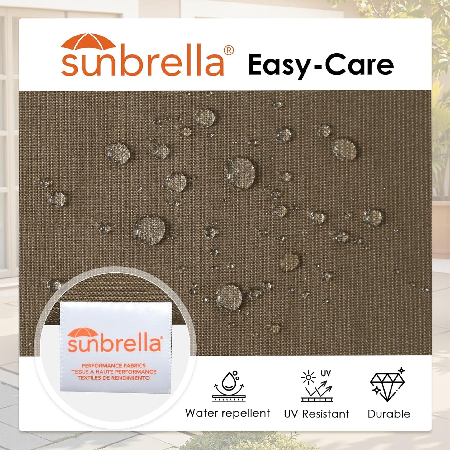 Outdoor Sunbrella Square Corner Seat Cushion, 18.5"x16"x3", Set of 4, Non Slip Seat Cushion Pads with Removable Cover for Patio Furniture, Garden Yard Lawn, Specrtum Caribou