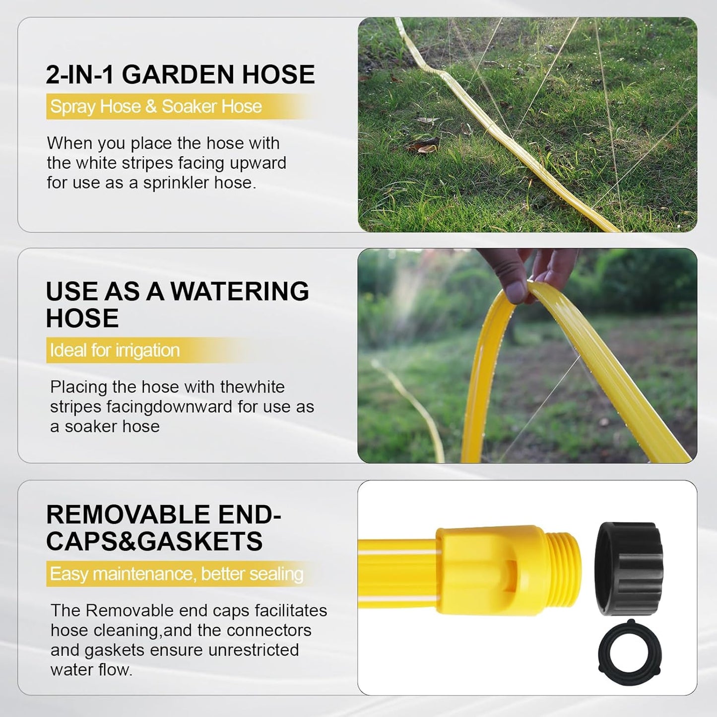 Sprinkler Hose 15 ft 3-Pack, Flexible Short Sprinklers Soaker Hose for Yard, Lawn Drip Irrigation Hose System for Garden Watering (15 ft 3-Pack)
