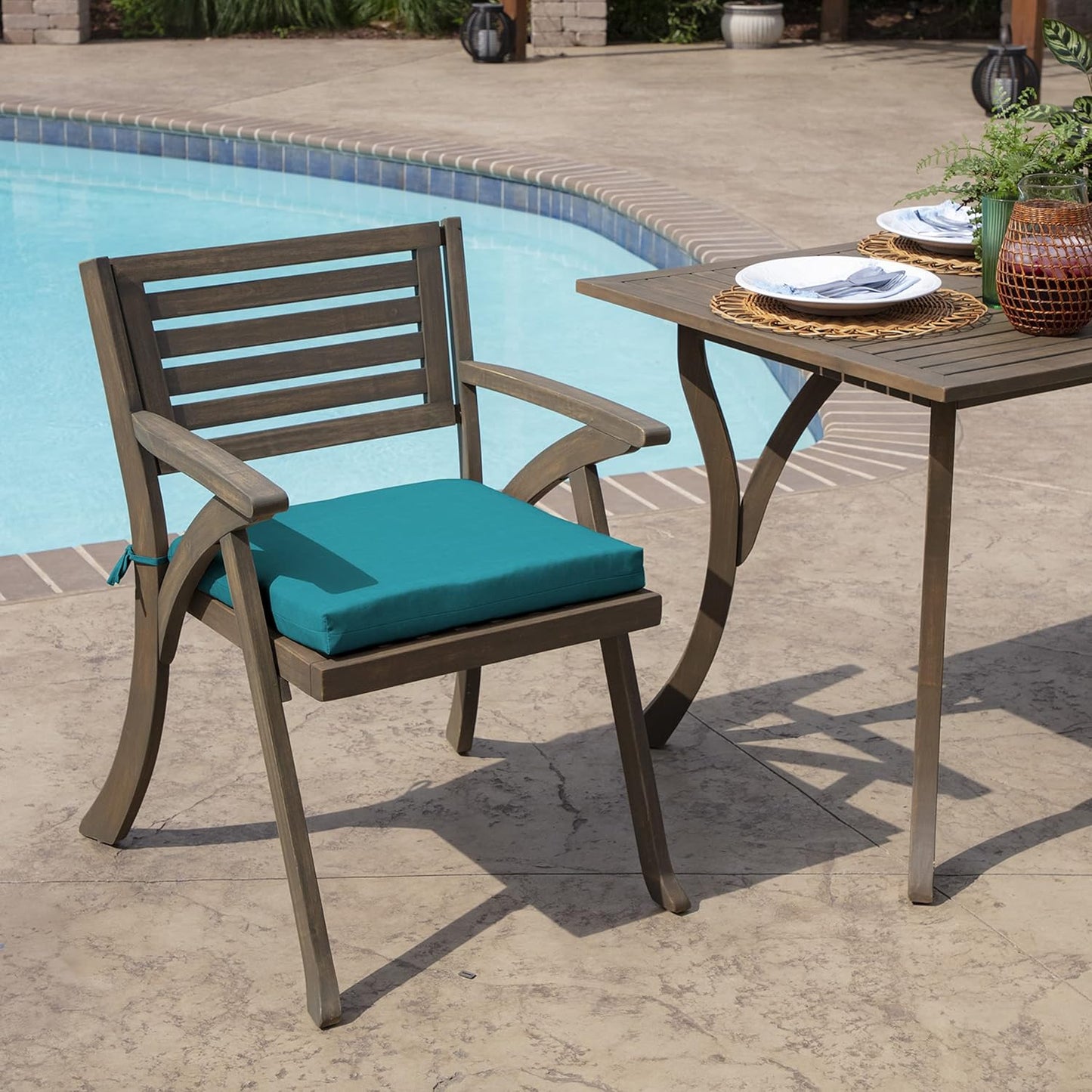 Arden Indoor/Outdoor Seat or Rocking Chair Cushion, 19 x 18, Water Repellent, Rain Proof, Fade Resistant Cushion for Rocking or Dining Chairs Lake Blue Leala
