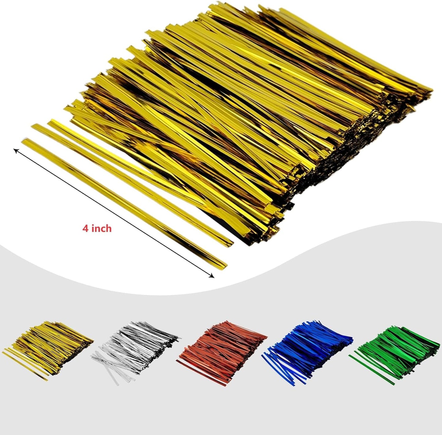 400 Pcs Metal Twist Ties 4 Inches Twist Straps for Bread Bags Candy Bags Snack Bags Halloween Party Cake Favor (Red)
