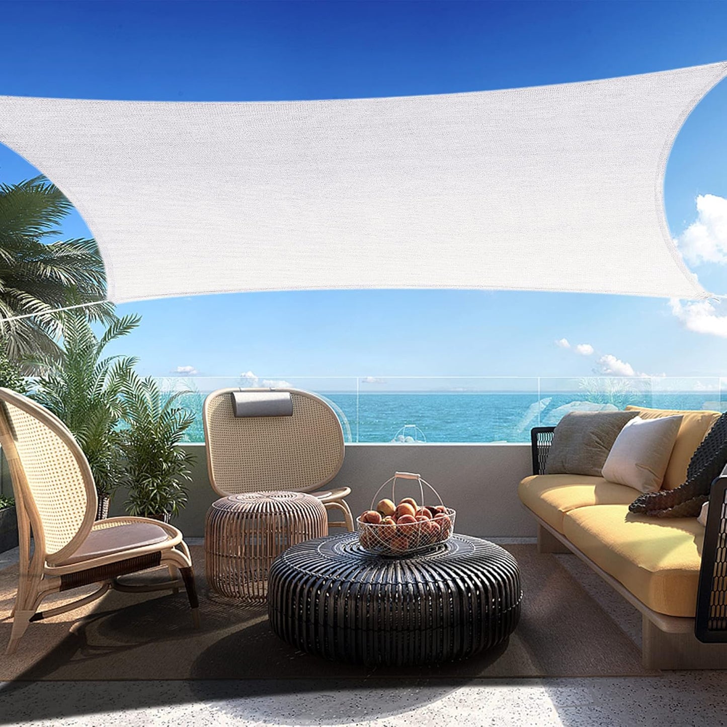 12' x 19' White Rectangle Sun Shade Sail SSP1212 Canopy Durable Fabric UV Block Awning,We Make Custom Orders