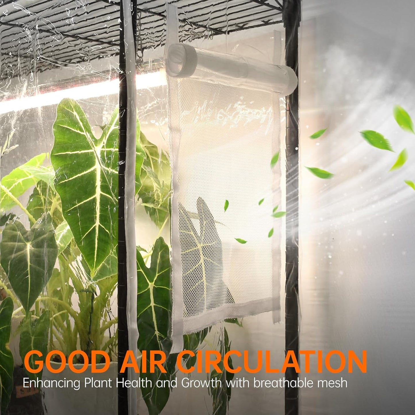 Indoor Greenhouse with Grow Light, Mini Green House with 5 Pack T8 Full Spectrum Plant Lights, Plant Shelf with Tent for Indoor Plant, Seed Starting, Seed Tray, 35.4"x13.8"x71"
