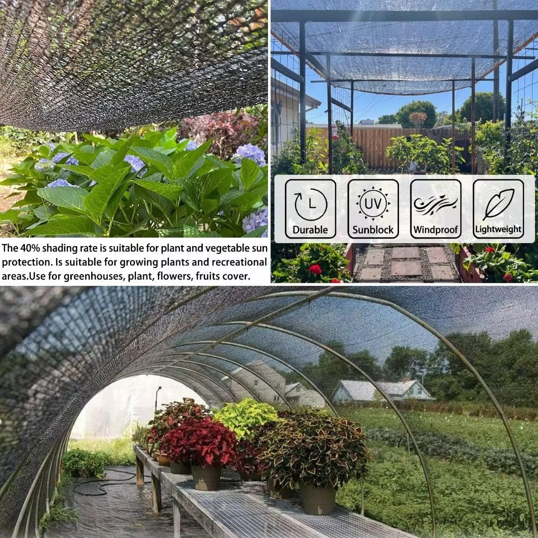 QLOFEI 40-50% Shade Cloth with Grommets, Sunblock Mesh Tarp Shade Neting Cover for Plant Greenhouse, Easier to Hang Shade Cloth for Patio Kennel Chicken Coop Lawn Pool Garden Shade Sail, 10x17 FT