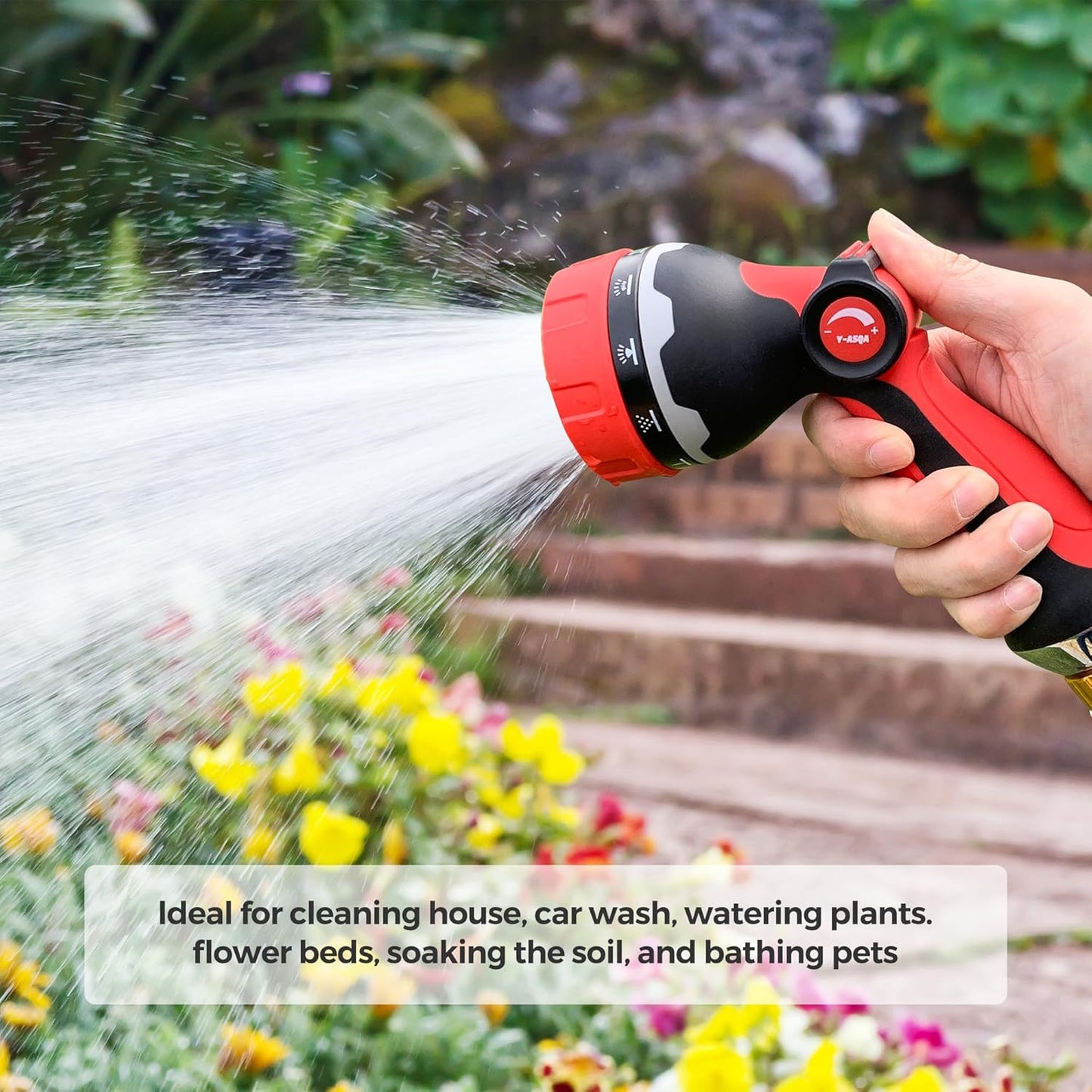 YASQA Garden Hose Nozzle,10 Spray Patterns | Standard 3/4”Diameter Garden Hose Thread Sprayer Durable Water Hose Nozzles No Leaking For Lawn & Garden, Watering Plant,Washing Car,Cleaning,Showering Pet