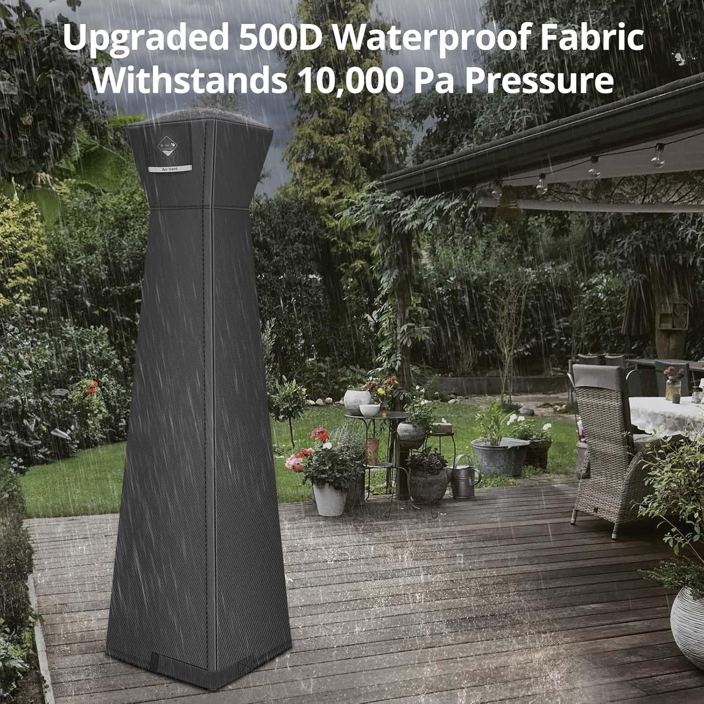 QH.HOME Winter Pyramid Heater Covers, [2025 Upgraded Tear-Resistant Fabric] Waterproof with Robust Zipper ,Dustproof/Wind/Sunlight/Snow-Resistant, 90"H x 23"D x 23"B, Black