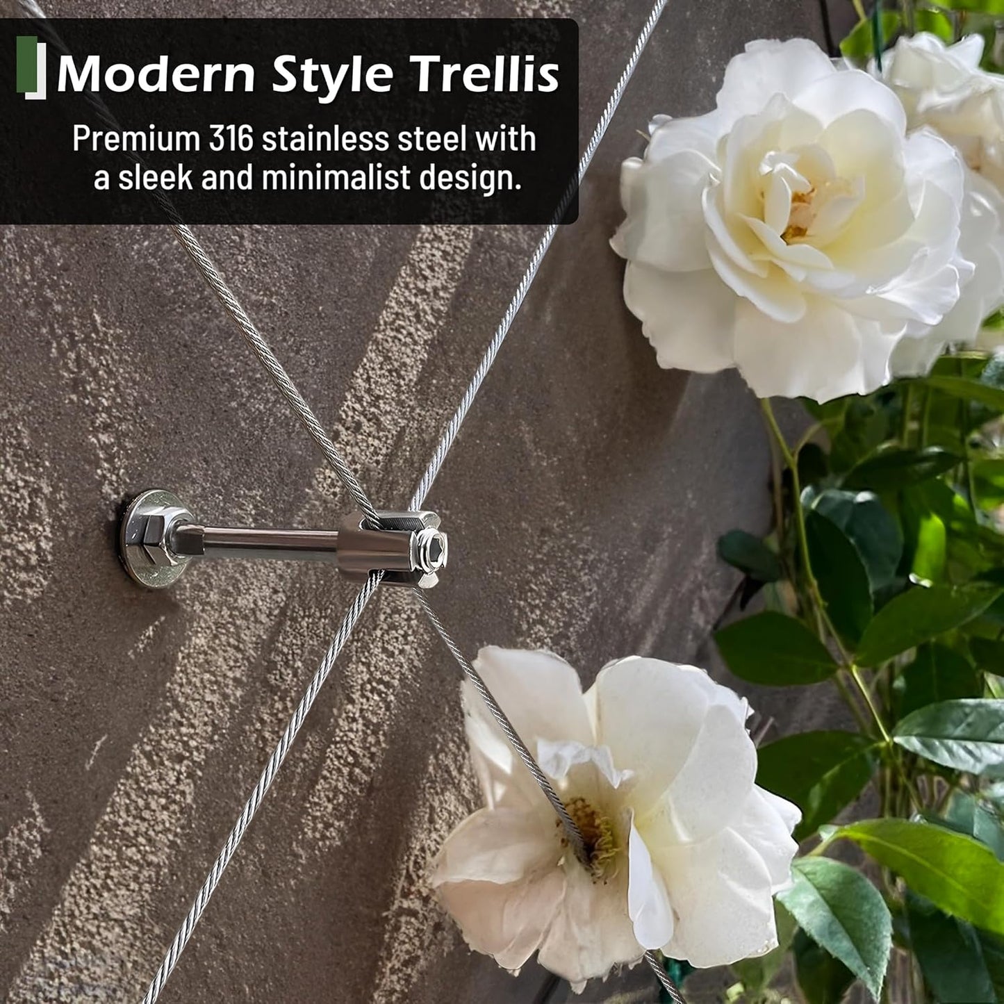 Wire Trellis for Climbing Plants Outdoor, 20-Set Wall Trellis Kit for 5/64"(2mm) Wire Ropes, T316 Espalier System for Fence and Garden DIY Projects (Hubs Only, Without Cable)