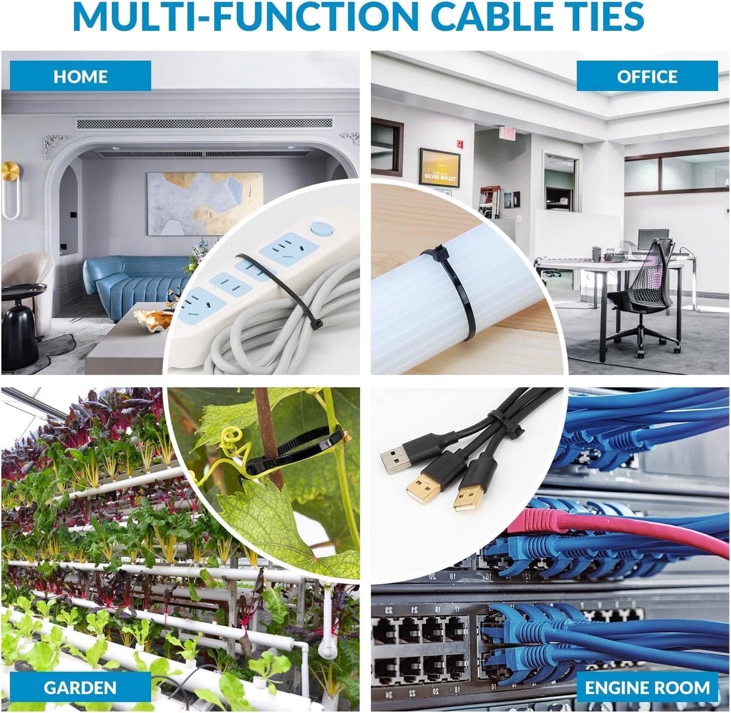 XINGO 12 Inch Black Zip Ties Heavy Duty 100 Pack, 120 LBS Tensile Strength, Premium Nylon Cable Wire Ties, Self-locking Plastic Ties for Indoor and Outdoor Use