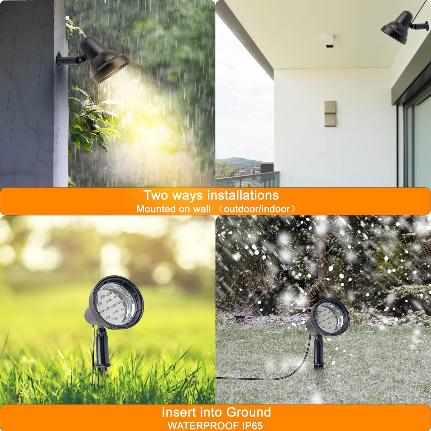 SUNLONG Solar Powered Spot Lights Outdoor Waterproof 2 in 1 Bright Solar SpotLights Power Adjustable for Flag Yard Flagpole Landscape Dusk to Dawn 2 x Spots Warm White