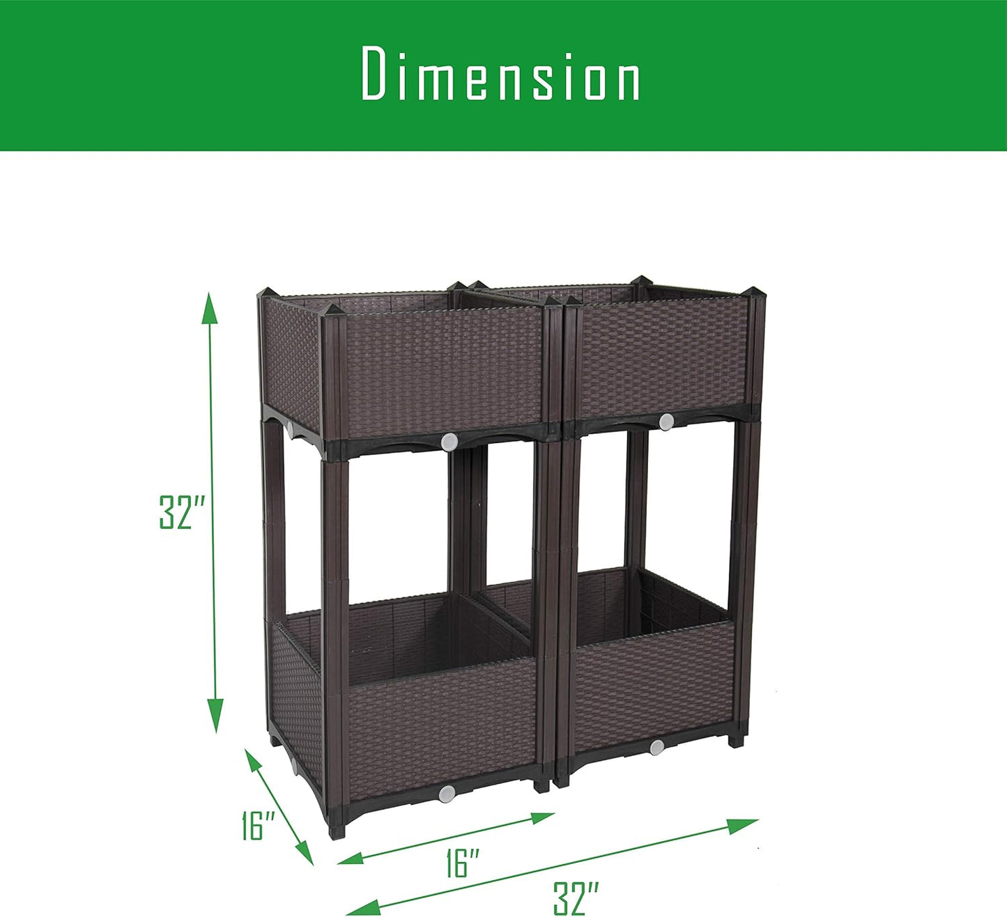 D'vine Dev Raised Beds - Elevated Garden Box with Drainage Plug, Standing Planter Beds for Vegetable/Flower/Herb Gardening Kit, RGB-4