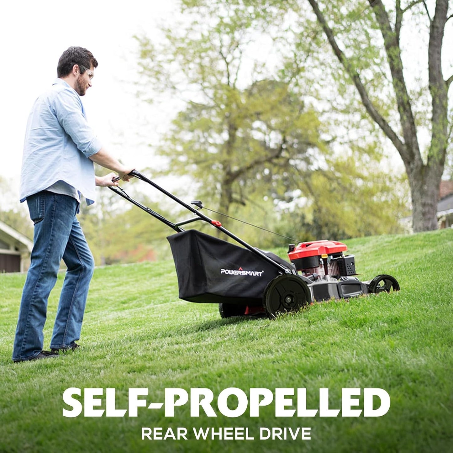 Self Propelled Gas Lawn Mower, 21" with 170cc 4-Cycle OHV Engine 3-in-1 RWD Self-Propelled Lawn Mower (AV8621S1)