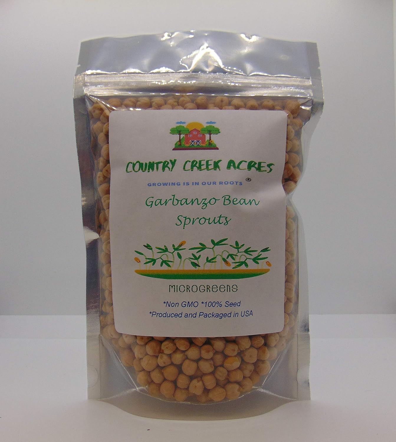 Garbanzo Bean Seed, Microgreen, Sprouting, 2 OZ, Non GMO - Country Creek LLC Brand - High Sprout Germination- Edible Seeds, Gardening, Hydroponics, Growing Salad Sprouts