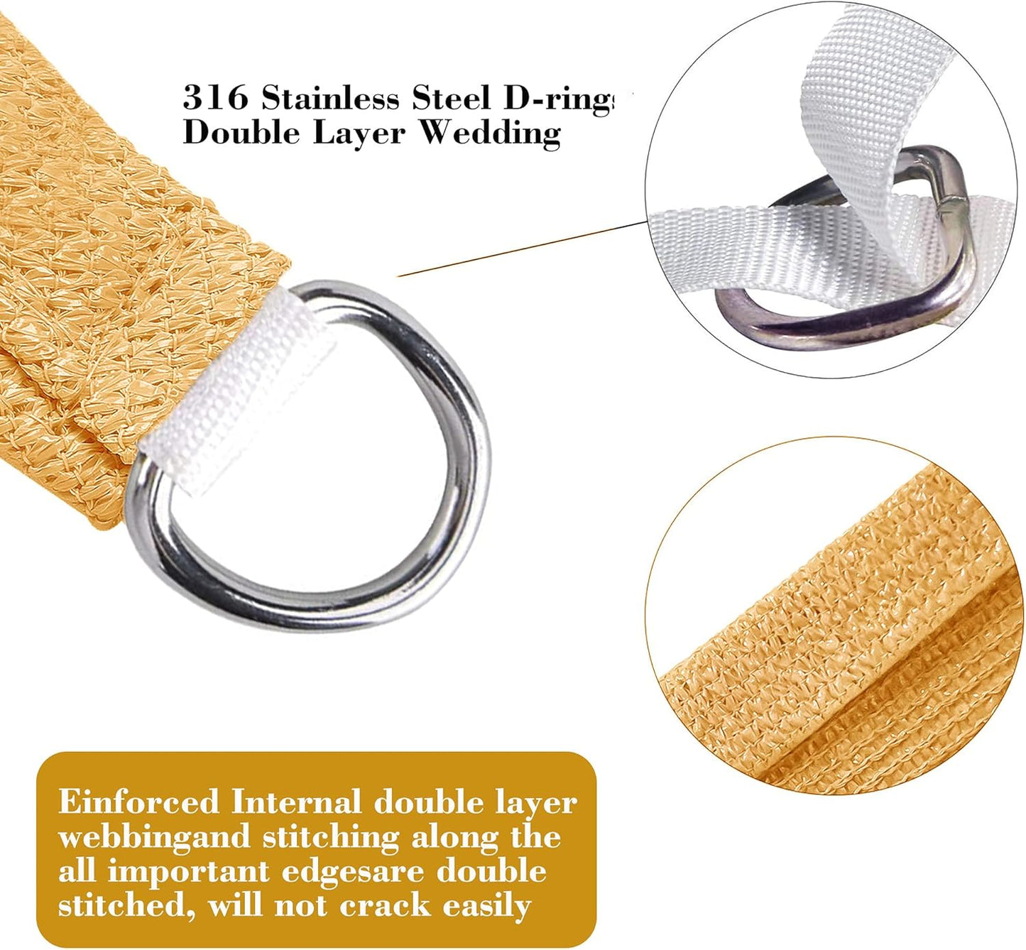 12' x 17' Sand Beige Rectangle Sun Shade Sail SSP1212 Canopy Durable Fabric UV Block Awning,We Make Custom Orders