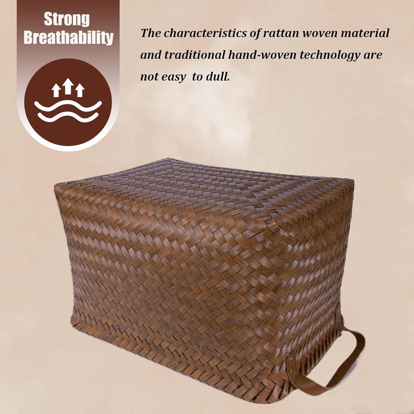 BROWNLILY Handwoven Clothes Basket Laundry Hampers Large Wicker Storage Baskets for Shelves Blankets Closet Storage Bins Car Bedroom Bathroom Organizers and Storage Bath (6, Brown)
