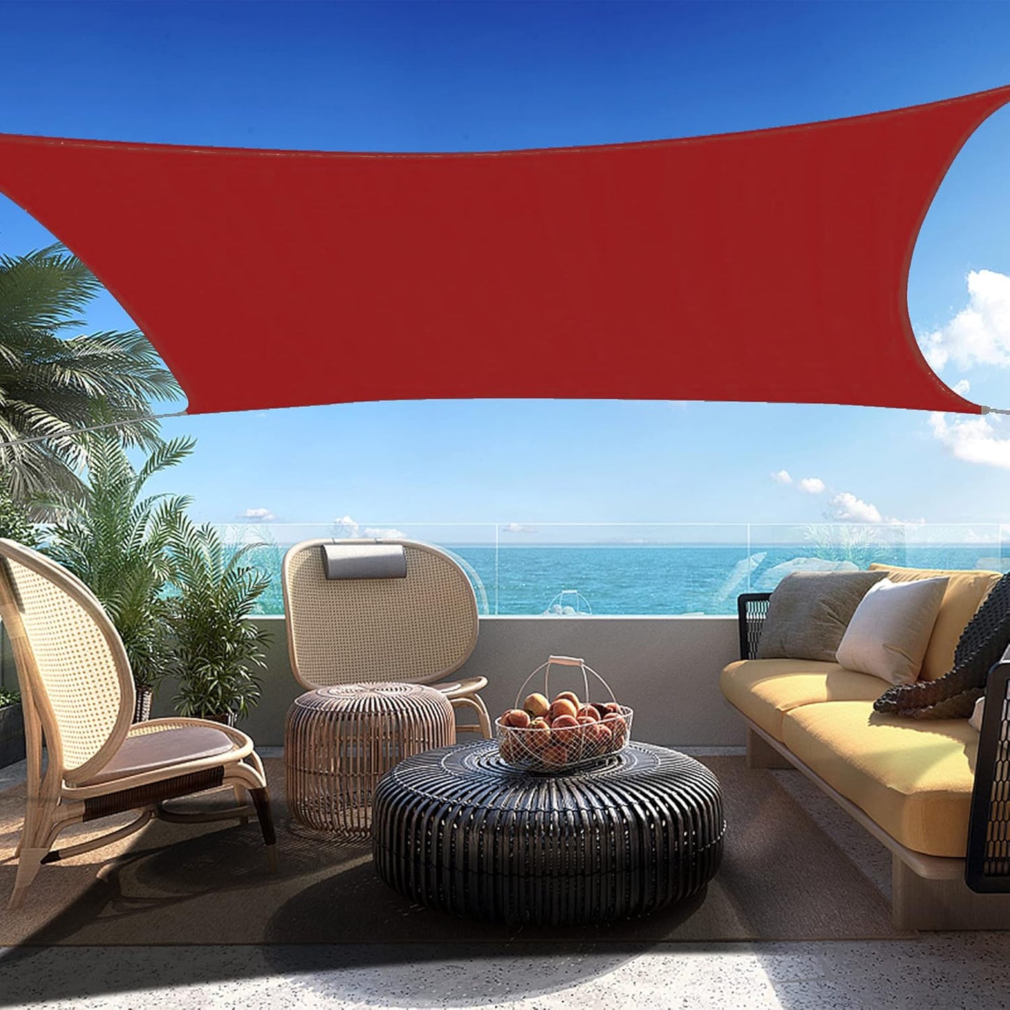 16' x 18' Red Rectangle Sun Shade Sail SSP1212 Canopy Durable Fabric UV Block Awning,We Make Custom Orders