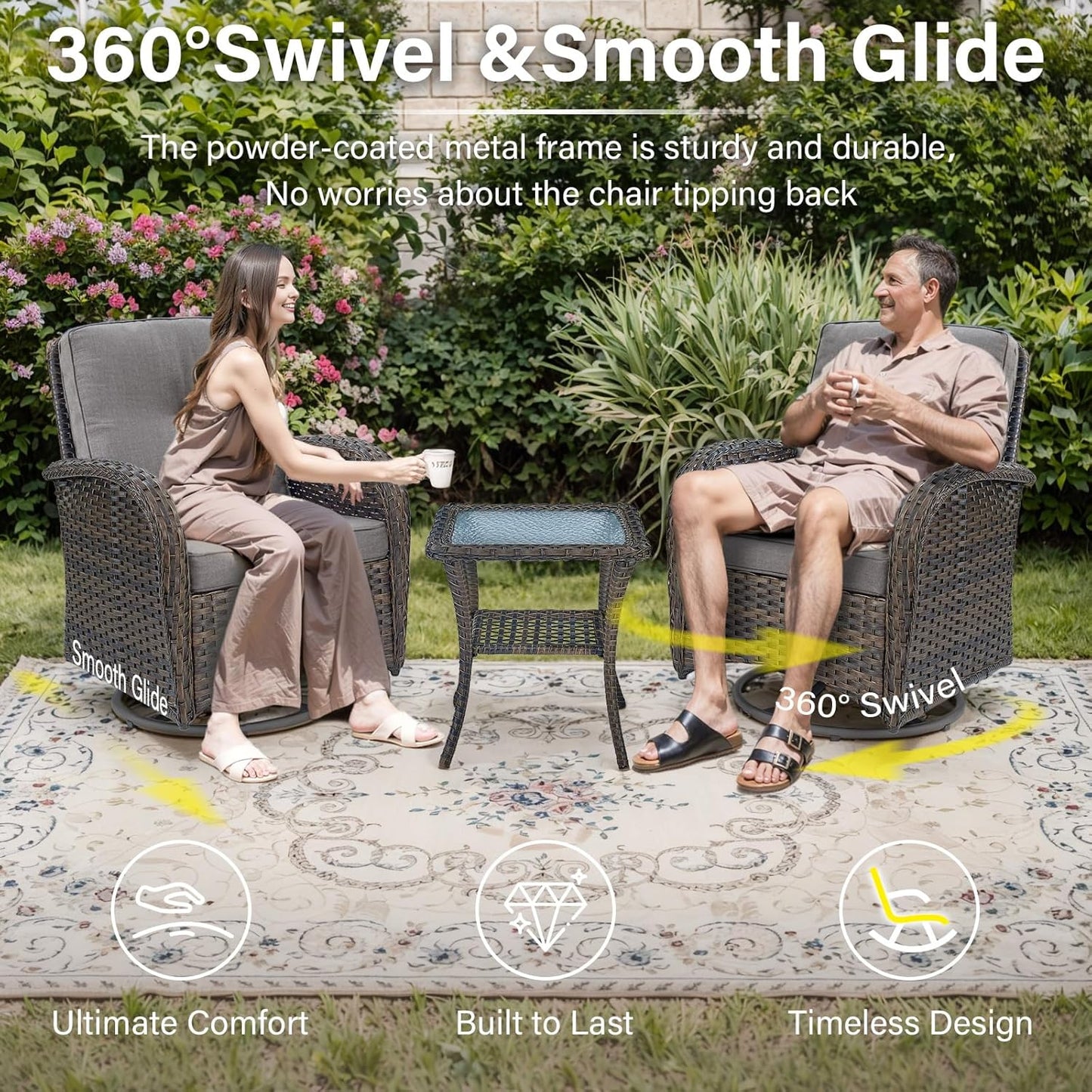 8 Pieces Patio Conversation Set with 43” Propane Fire Pit Table, Outdoor Sectional Furniture Sofa Set with Removable Cushions for Patio Deck Backyard Brown
