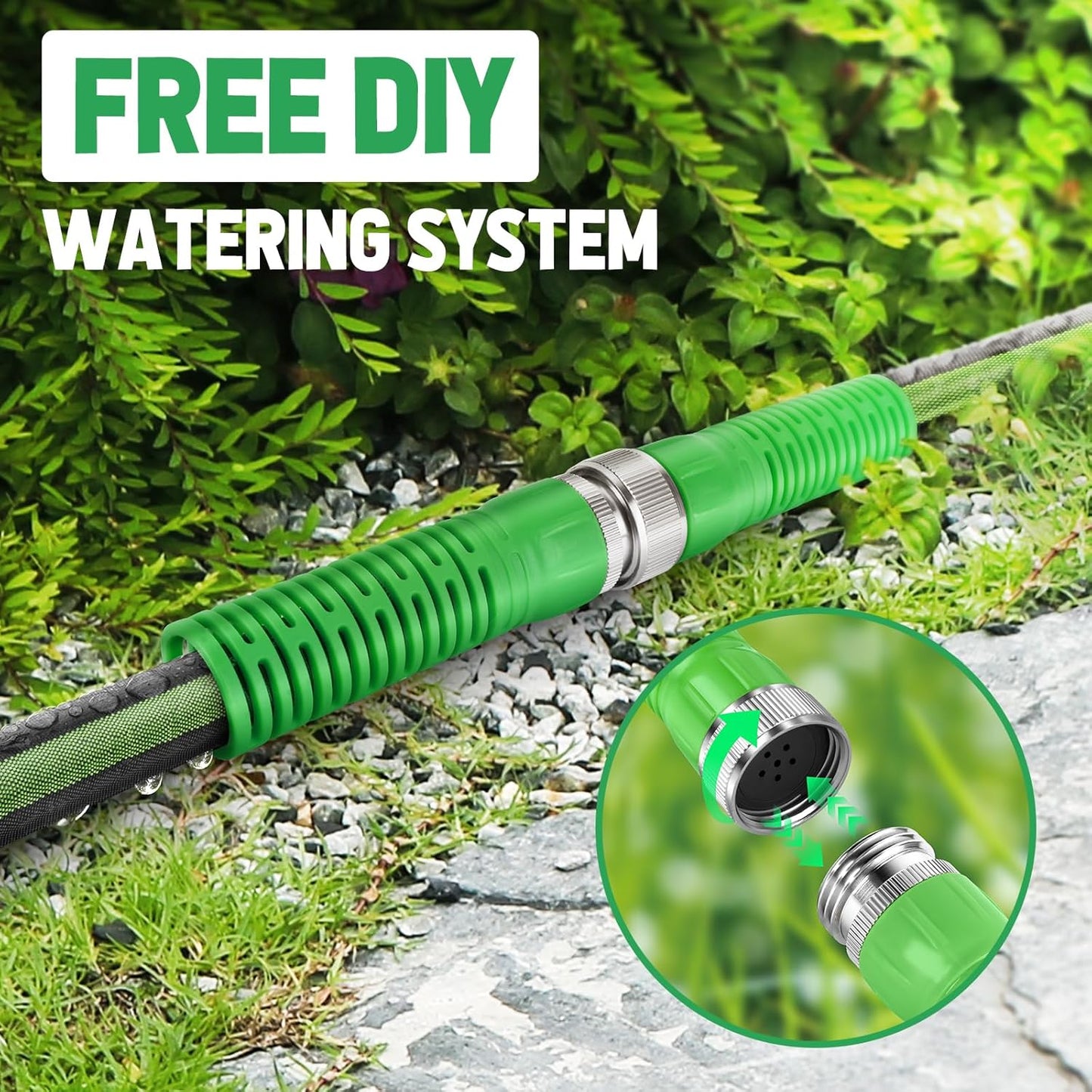 Flat Soaker Hose 100FT for Garden and Lawns, 80% Water-Saving Drip Irrigation Hose with Anodized Aluminum Ends, Flexible Leakproof Double Layer Gardening Hoses(50FT X 2Pack) ﻿