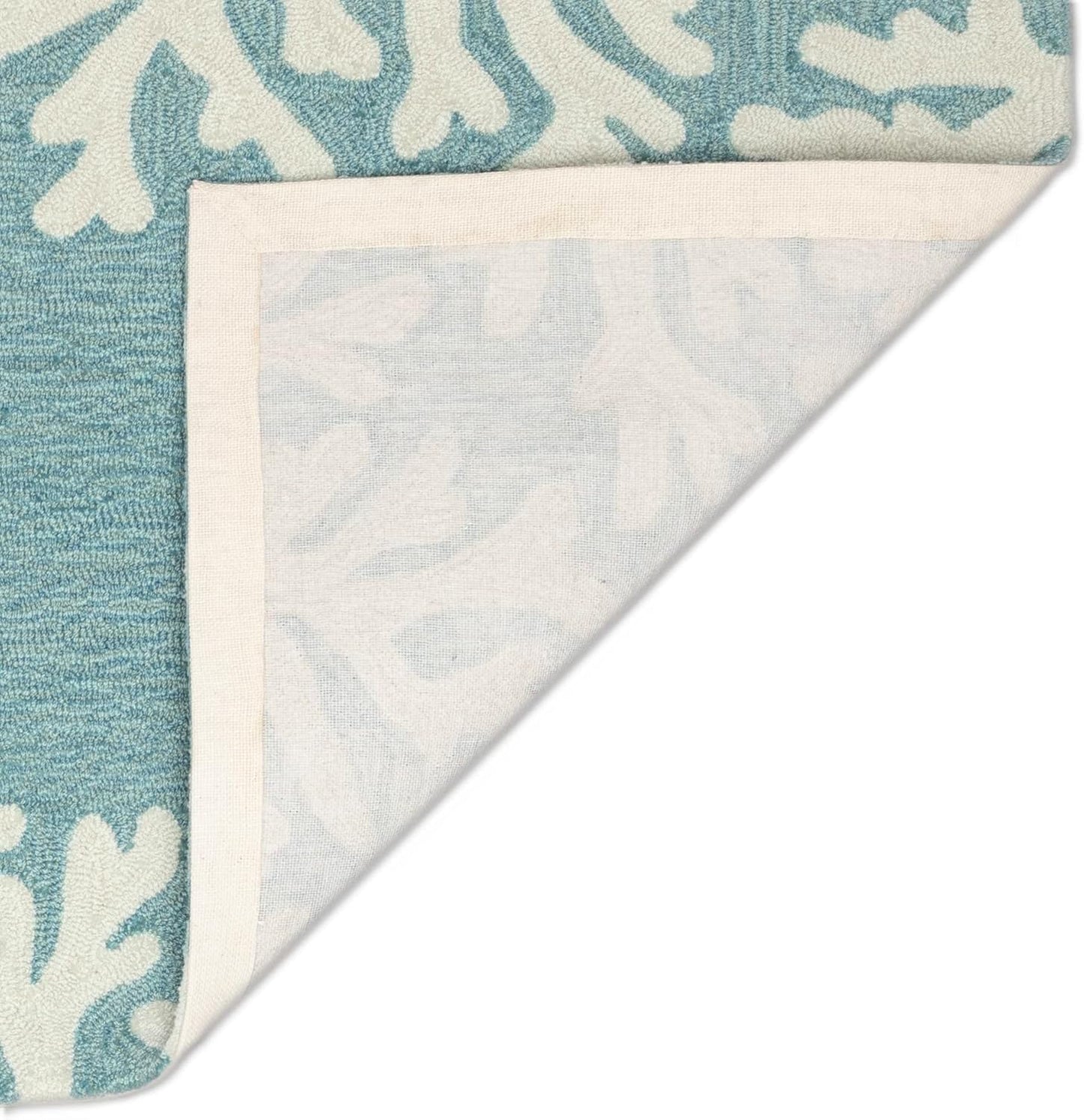 Liora Manne Capri Coastal Coral Border Aqua Indoor/Outdoor Rug, 3'6" x 5'6'