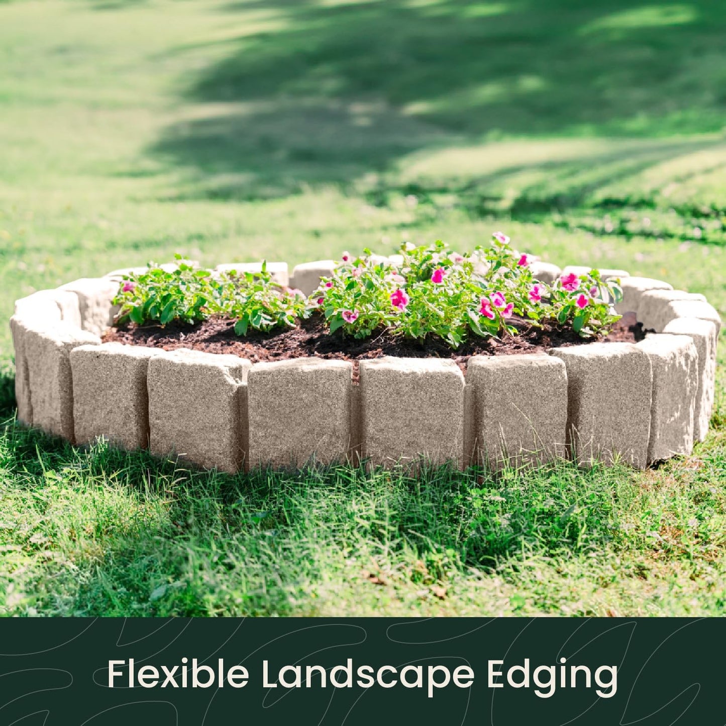 Beuta Landscape Edging | Garden Edging Border | Faux Stone Block XL for Lawn Edging, Flower Beds & Yard Edging – 1 Pack | Each Section Has 6 Blocks 48" L x 4" W x 9.5" H | 3 Spikes | Cobblestone